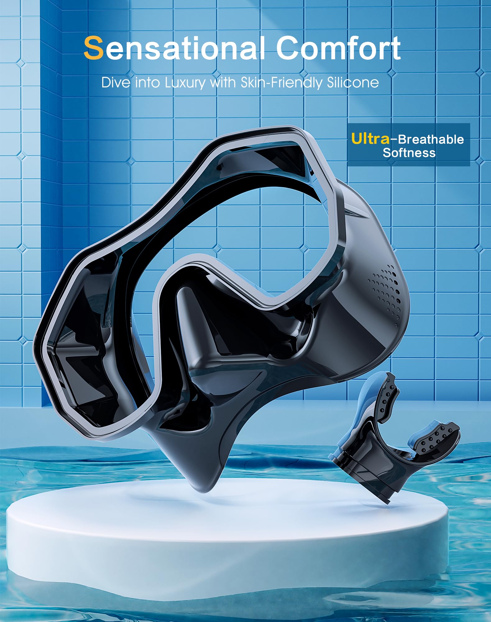 Snorkeling Gear for Adults, Kwambiri Dry-Top Snorkel Set, 186°Panoramic Wide View Diving Mask Breathing Freely Snorkel Mask for Snorkeling Scuba Diving Swimming Travel(Adults)