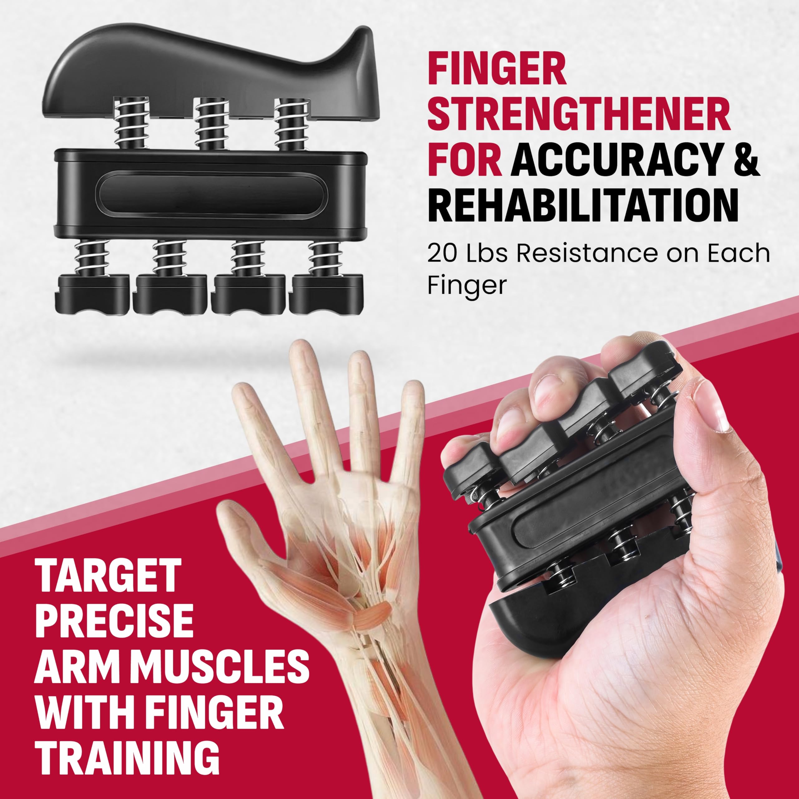 Grip Strength Trainer Kit, 4 Pack Hand Gripper Strengthener with Adjustable Resistance, Forearm Exerciser, Finger Strengthener & Stress Relief Ball for Muscle Building & Injury Recovery (Pack A)