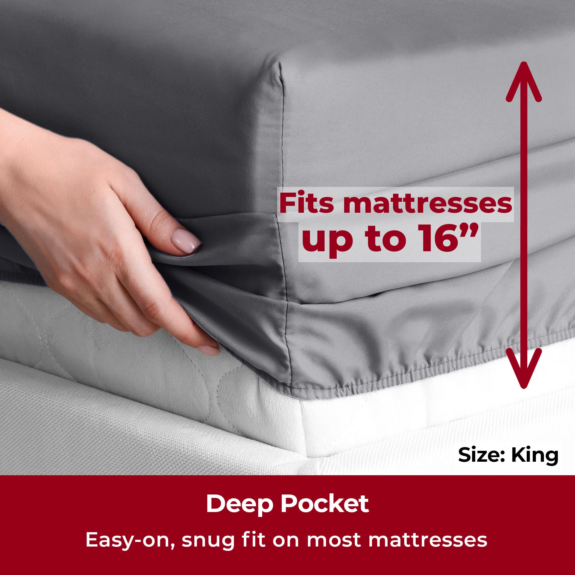 Mellanni 4PC Bed Sheet Set + 6PC Bed Sheet Set Bundle&Save - 10 Piece Iconic Collection Bedding Sheets & Pillowcases - Bundle Includes: 2 Flat Sheets, 2 Fitted Sheet and 6 Pillow Cases (King, Gray)