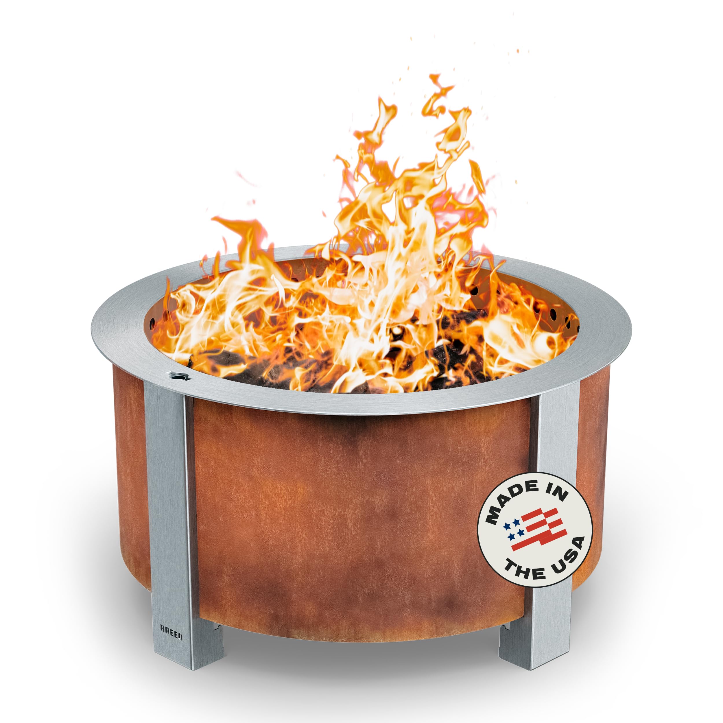 Breeo Smokeless Fire Pit (X Series 24, Corten Steel) | 27.5 inch Smokeless Firepit for Outside | 62 Pounds | Ideal for Families, Gifts for Dad | Compatible with Wide Range of Breeo Accessories