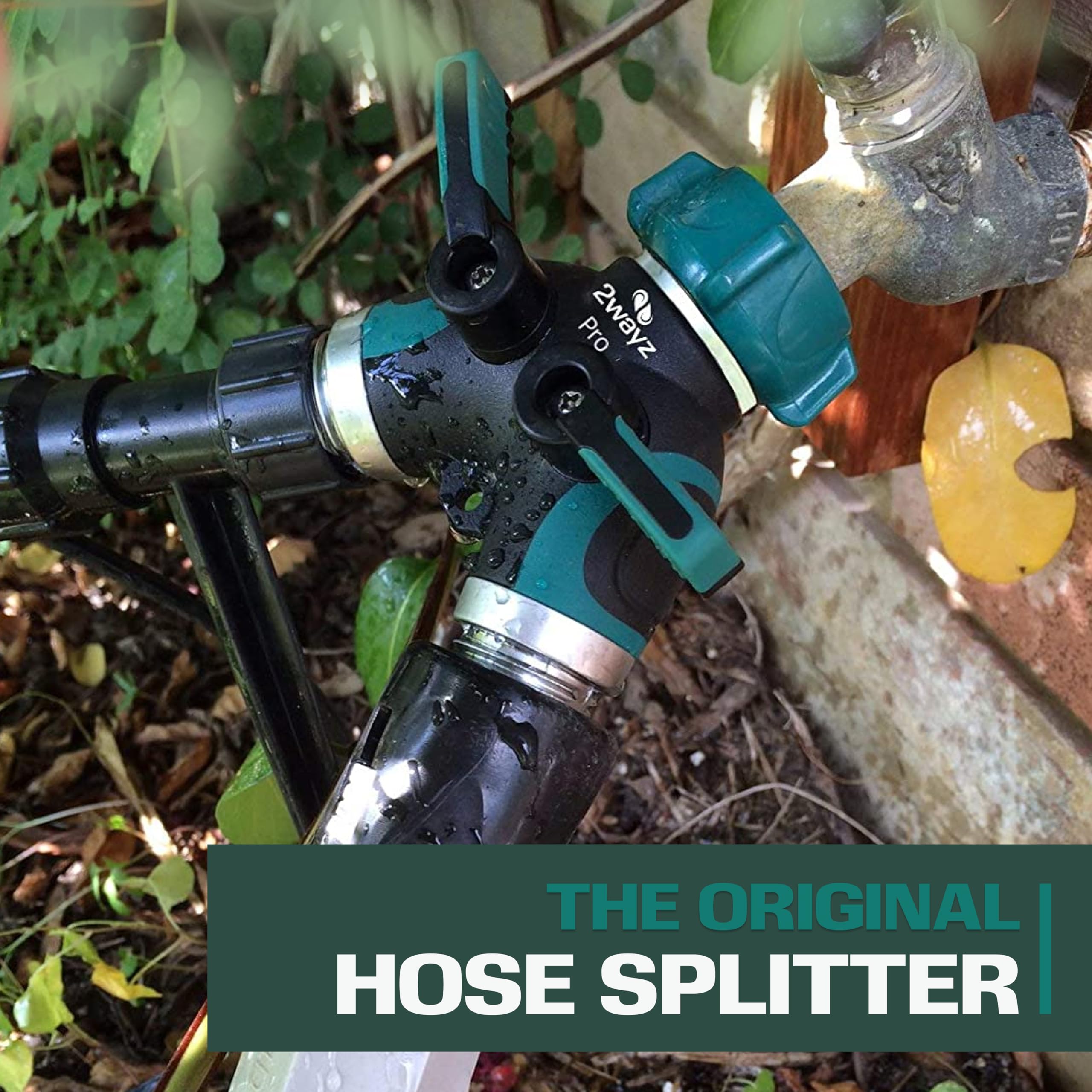 Garden hose splitter, hose y splitter, two way hose splitter, faucet splitter for garden hose, hose bib, hose splitter two way heavy duty - all metal, double pack