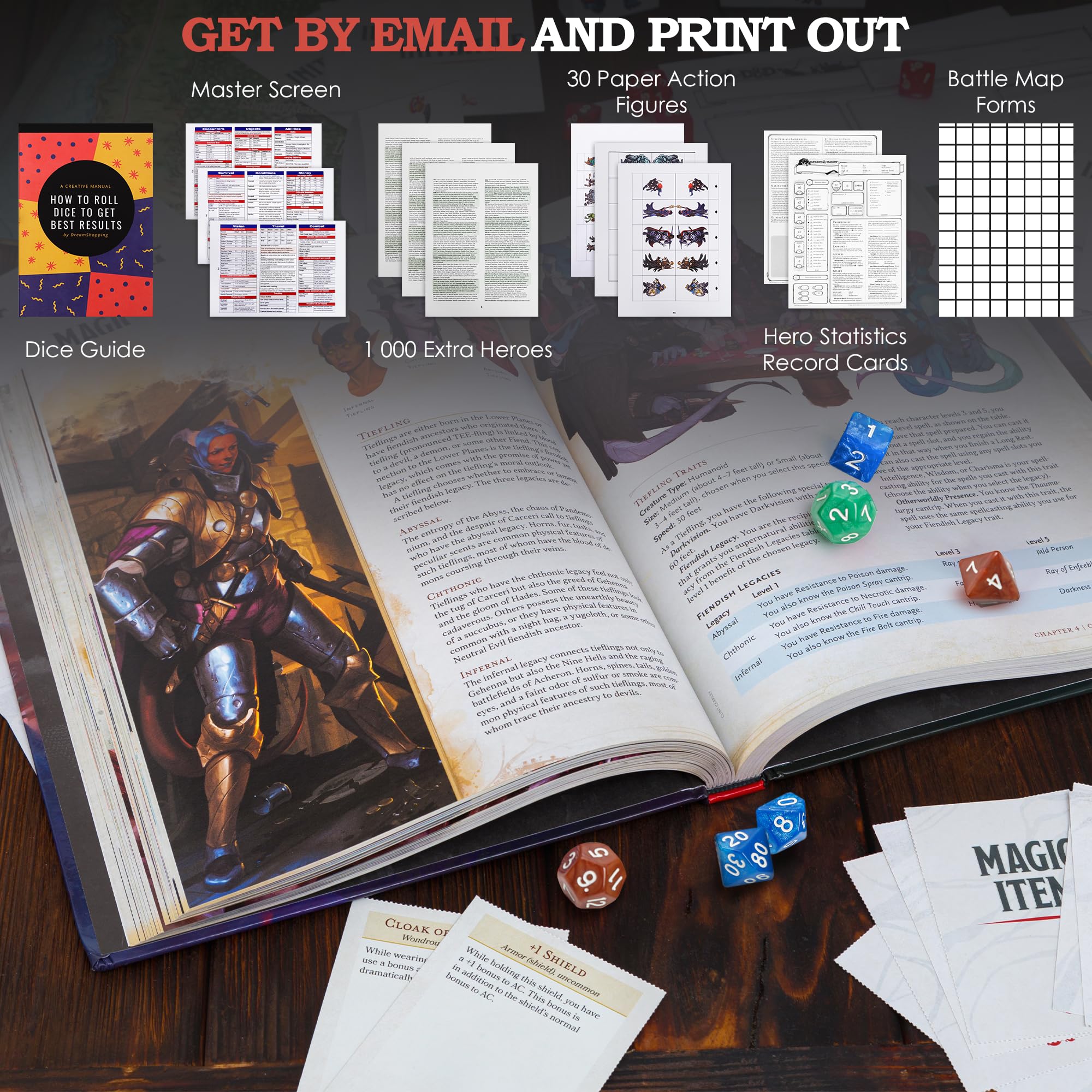 CraftyCrocodile Dungeons and Dragons 2024 Player's Handbook Bundled with DND 6 Dice Sets, Flannel Bags, Complete Printable Kit - Core Rulebook with D&D Starter Set Accessory - Tabletop Board Game
