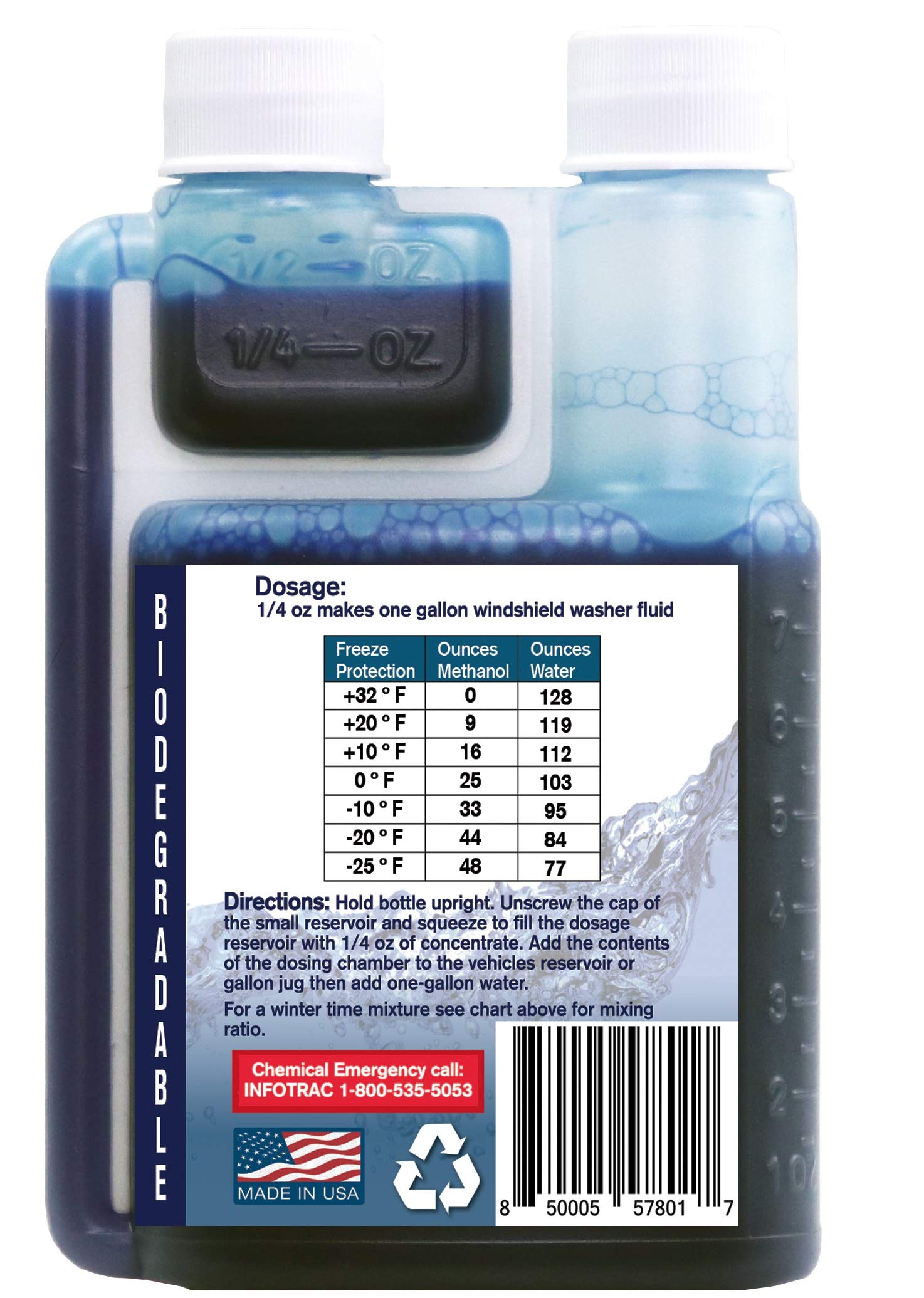 Qwix Mix Rain Shield Windshield Washer Fluid Concentrate, 1 Bottle makes 32 Gallons– Repels Rain