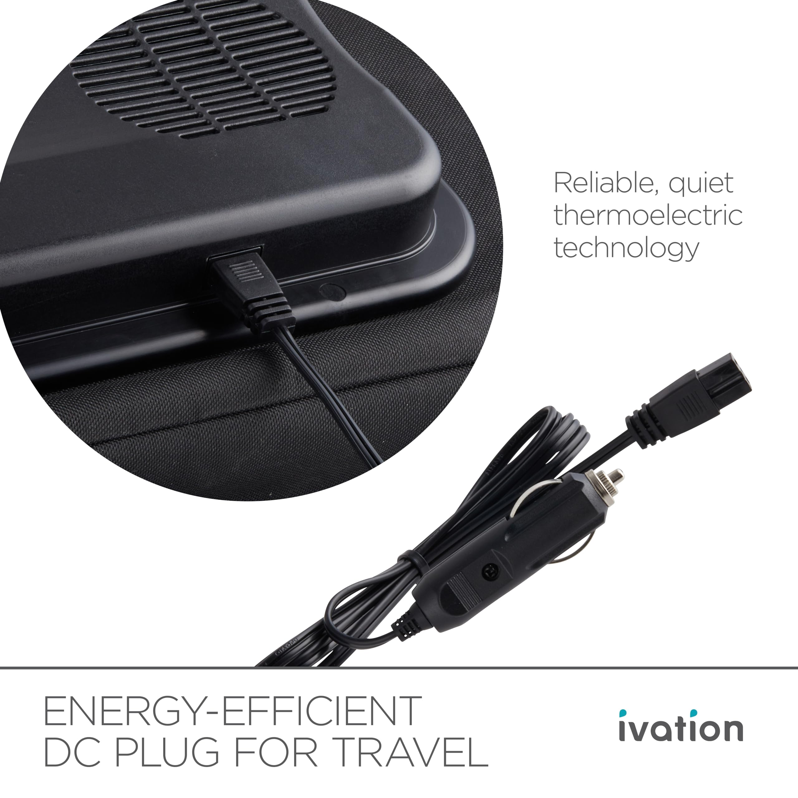 Ivation Portable Electric Cooler Bag | 18L Soft Sided Thermoelectric Travel Cooler with Shoulder Strap, Storage Pocket & DC 12V Plug in for Car, Truck & RV Camping