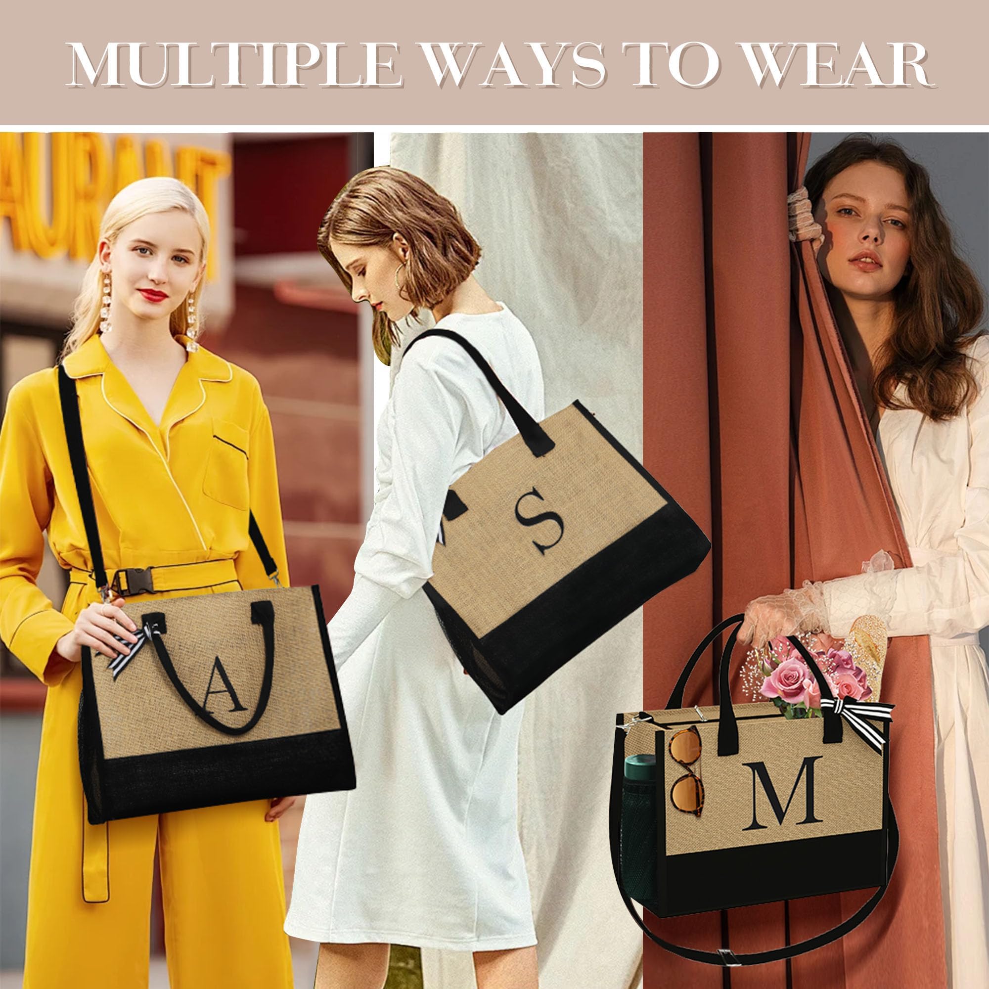 YOOLIFE Christmas Gifts for Women - Gifts for Women, Birthday Gifts for Women, Gifts for Mom Sister Teacher, K Initial Tote Bag, Womens Gifts for Christmas, Friend Teacher Wife Mom Christmas Gifts