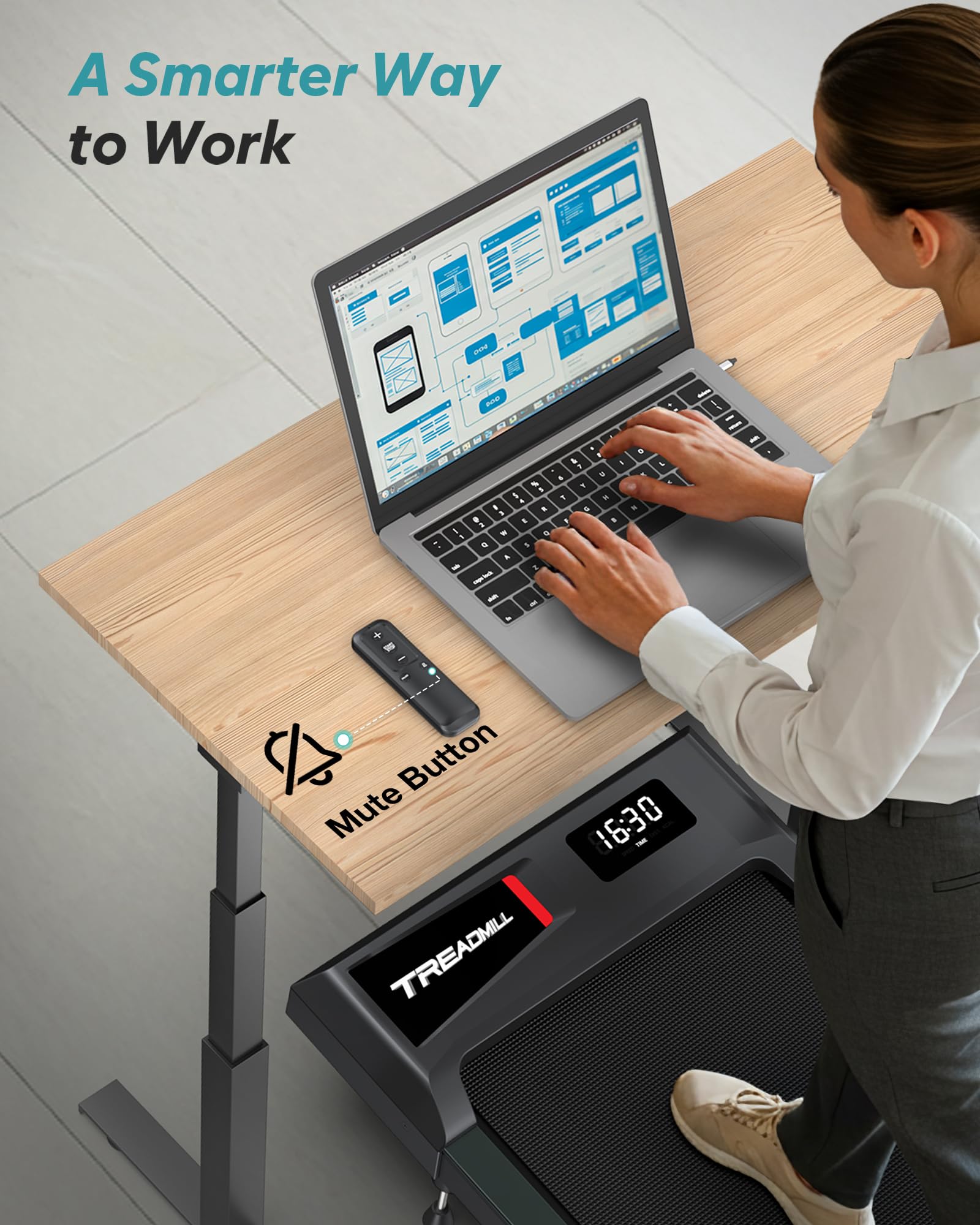WELLFIT Incline Walking Pad Treadmill - Under Desk Treadmills with 3% 6% 10% Incline, 29lbs Lightweight 265lbs Capacity Smart Portable Treadmill for Home Small, Works with KINOMAP Apple Health