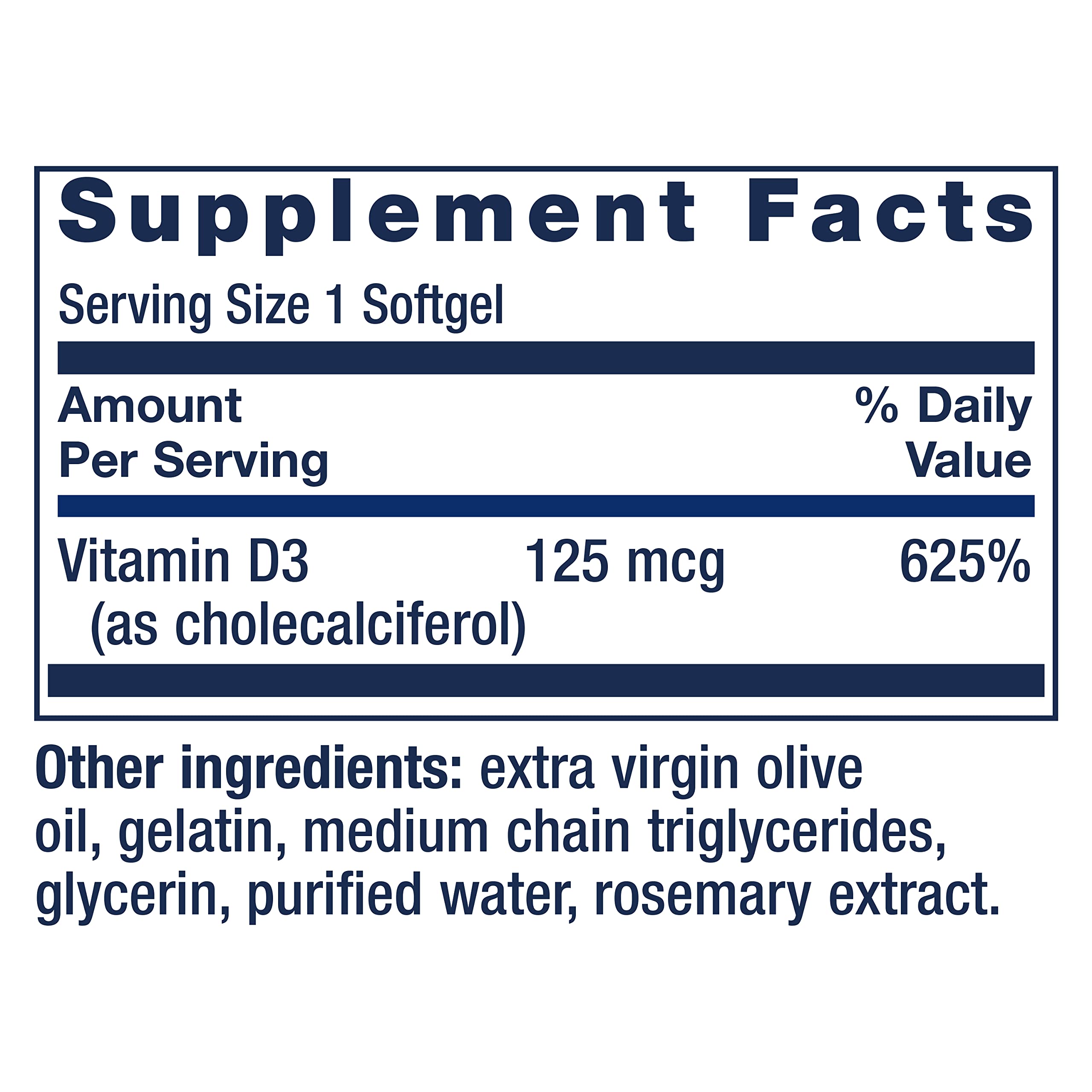 Life Extension Vitamin D3 125 Mcg (5000 Iu) – Promotes Bone Health, Brain Health and Immune Function – Non-GMO – Gluten-free – Two Pack – 2 x 60 Softgels