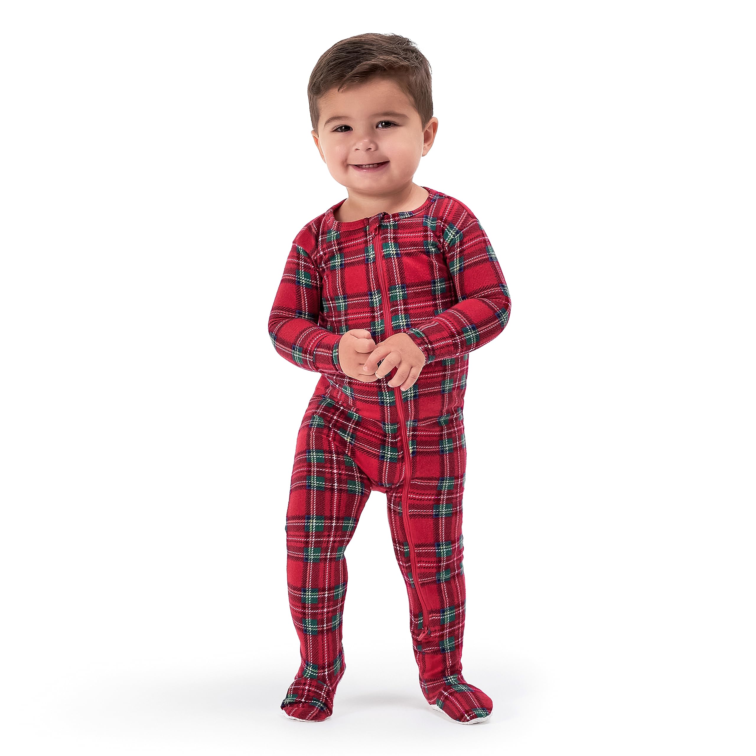 Gerber Baby Toddler 2-Piece Holiday Family Matching Pajamas, Red Stewart Plaid, 3T