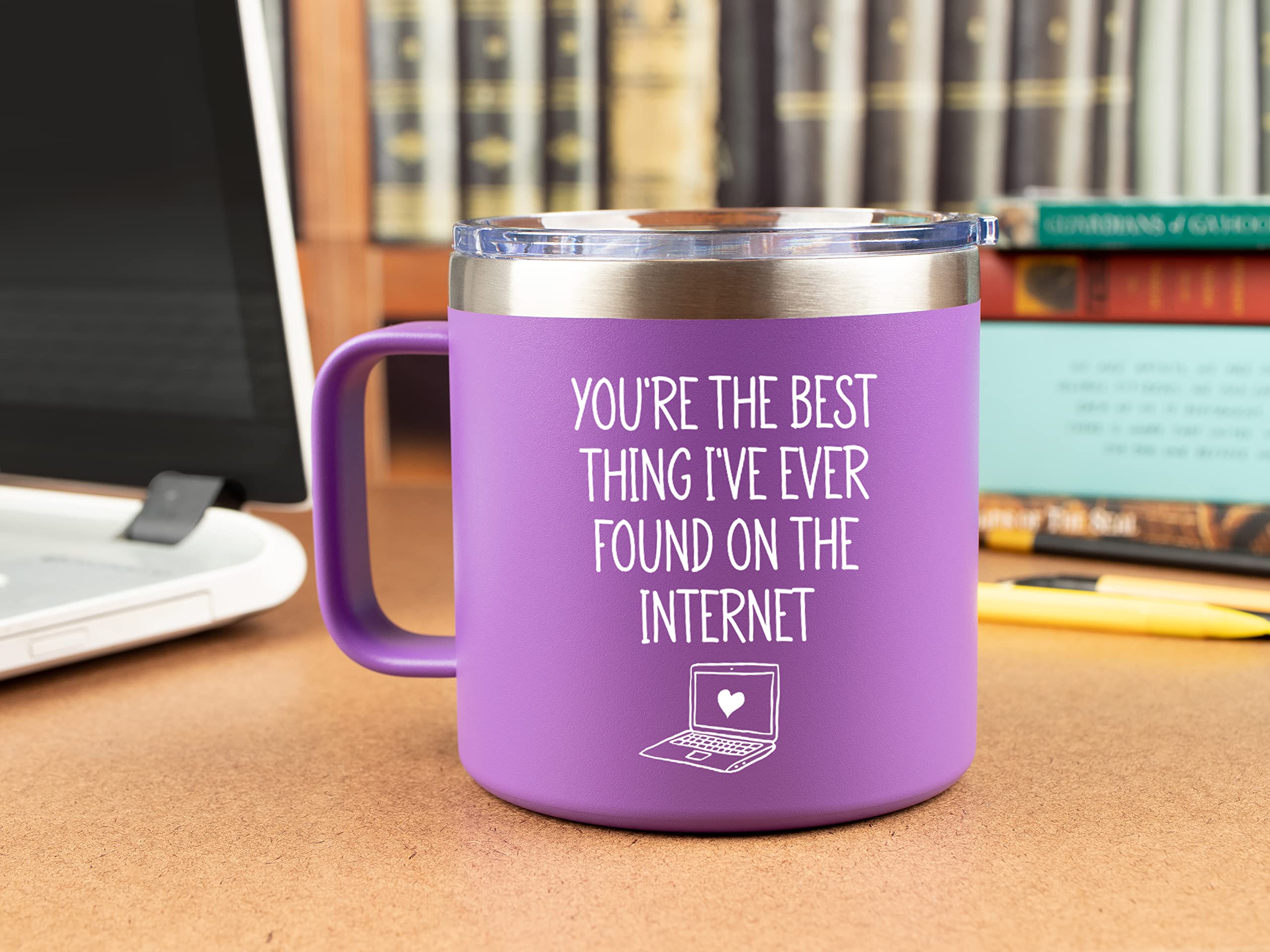 KLUBI Best Thing I Found On The Internet Mug - Gift for Wife Birthday Gift for Girlfriend Gifts for Wife 14 Ounce Tumbler With Handle Gifts for Girlfriend Birthday Gifts Mothers Day Gifts for Wife