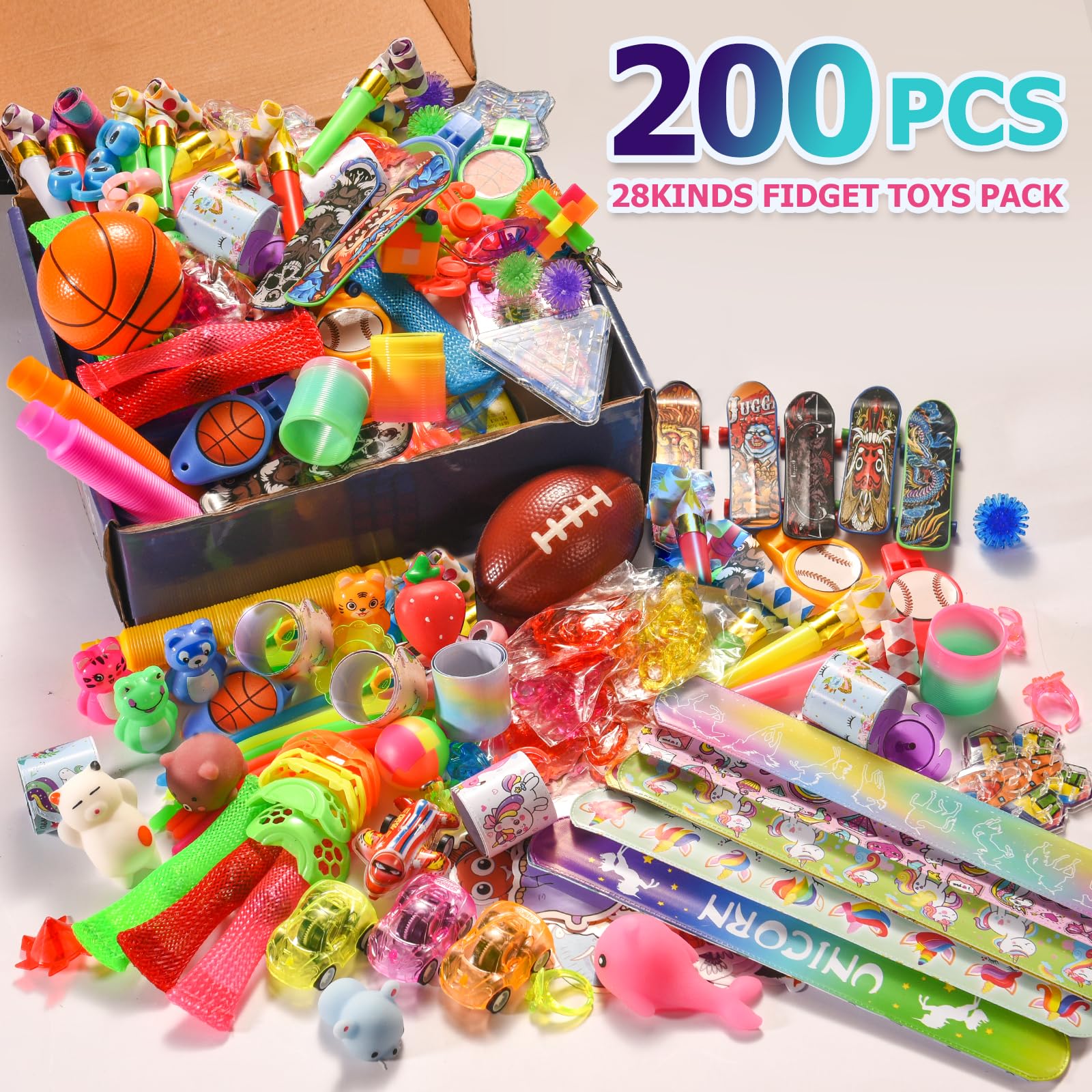 Yutin 200 PCS Party Favors for Kids 8-12, Treasure Prize Box Toys for Kids Classroom Rewards, Goodie Bag Stuffers Pinata Fillers, Small Bulk Toys for Birthday Gift Bag 4-8