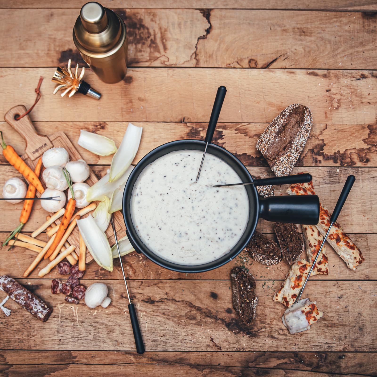 Boska Cheese Fondue Party Set Nero - Black Cast Iron Fondue Pot - Wedding Registry Items Small Kitchen Appliances for up to 4 Persons Wedding Registry Items