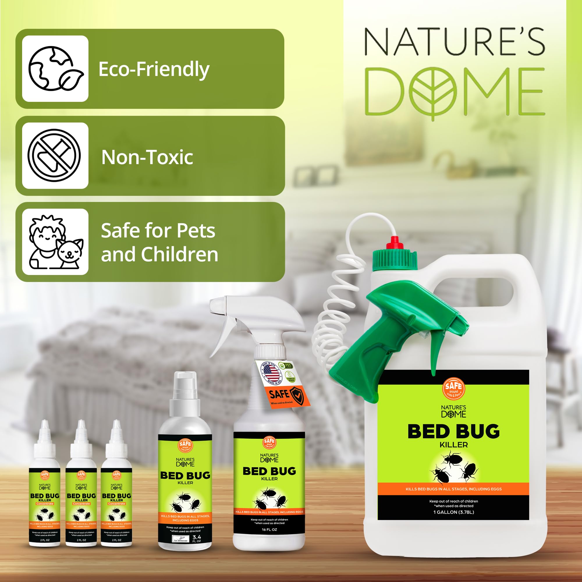 Nature's Dome Bed Bug Spray – 100% Kill Rate, 16 OZ Natural Bed Bug & Mite Killer, Destroys Eggs, Kills Resistant Strains, Long-Lasting Protection, Safe for Home Use (6.8)