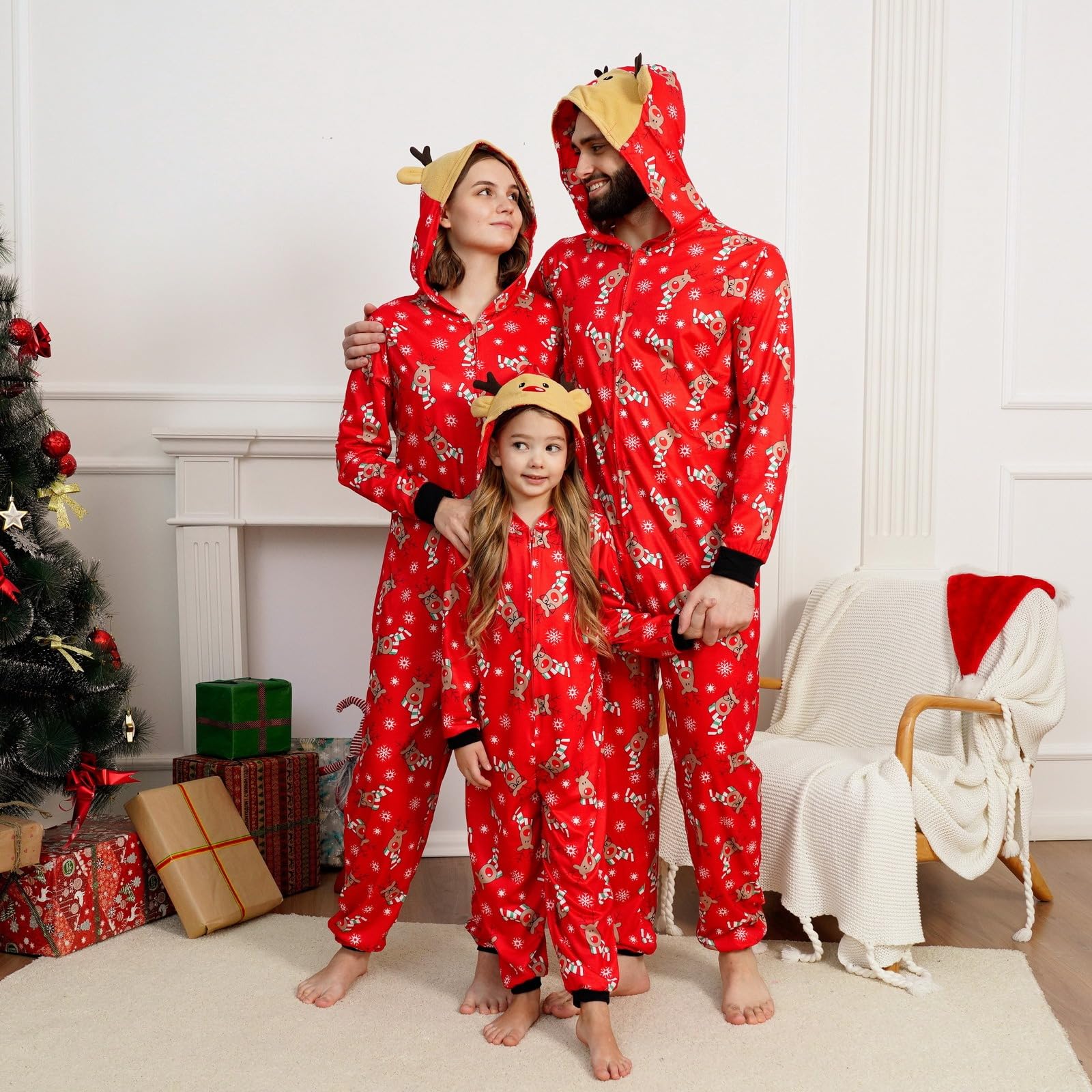 NIBESSER Family Christmas Pajamas Matching Sets Funny Christmas Pjs for Couples Holiday Long Sleeve Xmas Sleepwear Sets