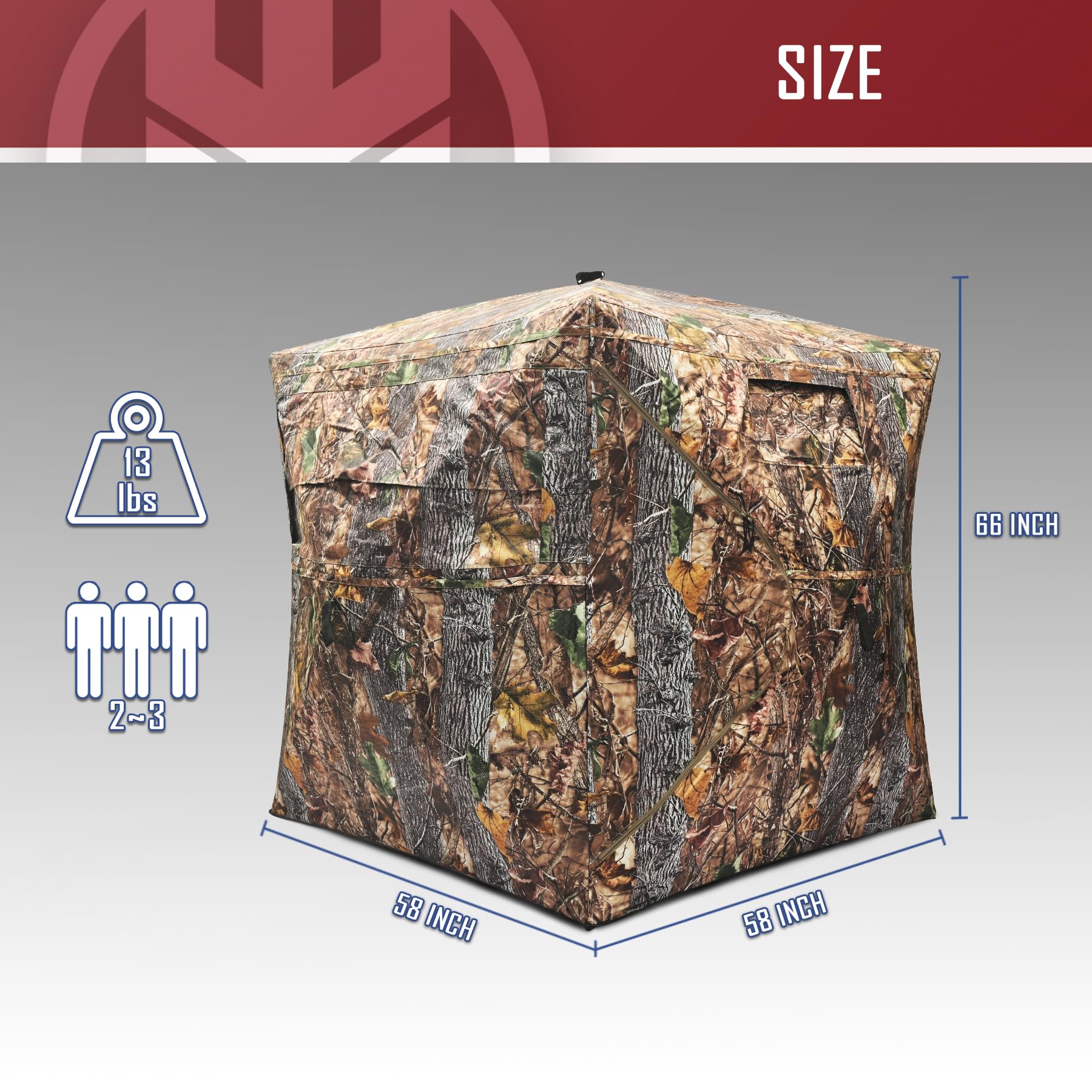 KNINE OUTDOORS Hunting Blind, 2-3 Person Pop Up Ground Blinds for Deer Hunting 270 Degree, Portable Resilient Hunting Tent for Deer & Turkey (Standard Style)