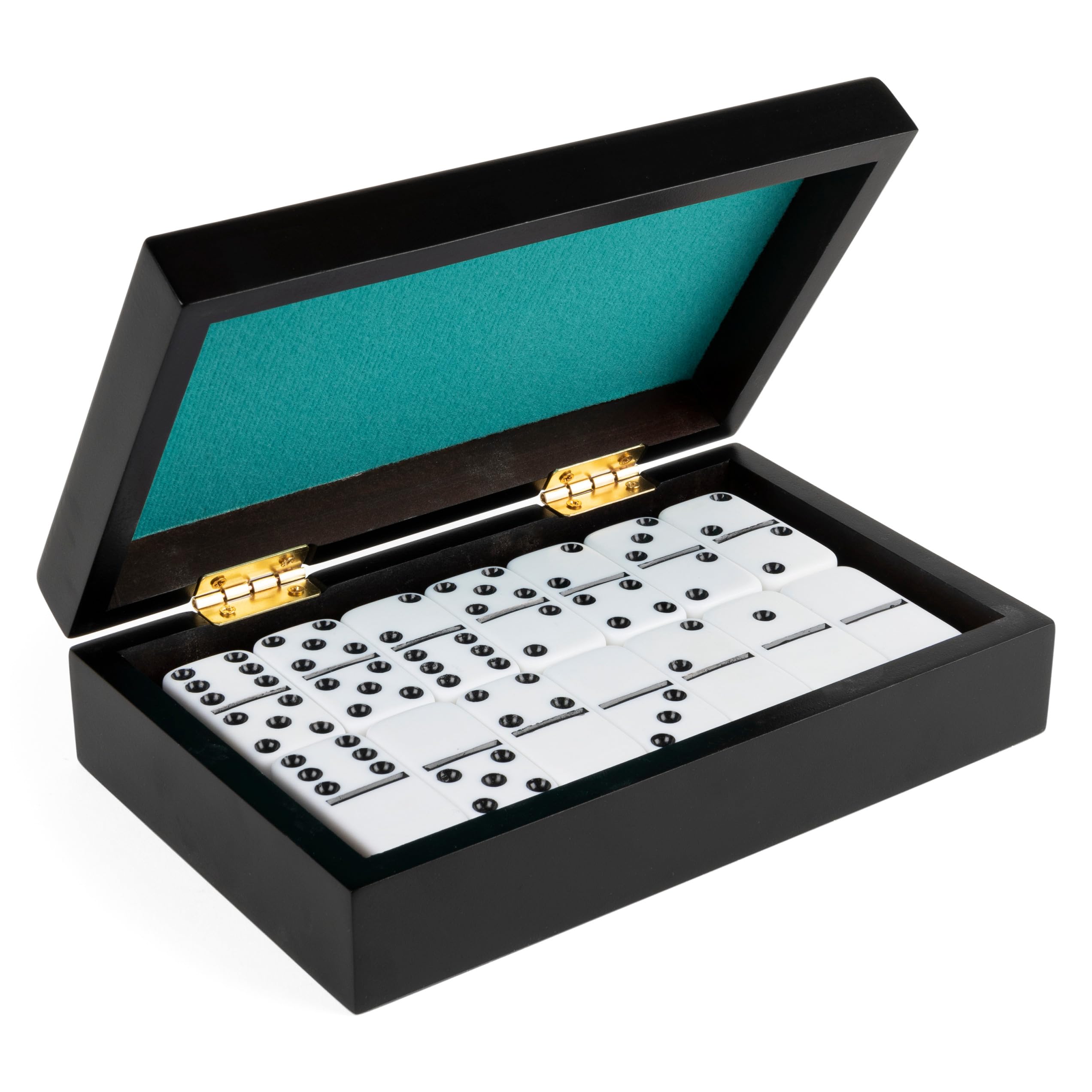 Legacy Deluxe Double-6 Dominoes, Classic Original Board Game Set of 28 Dominoes in Luxury Lined Wood Case, for Kids and Adults Aged 8 and up