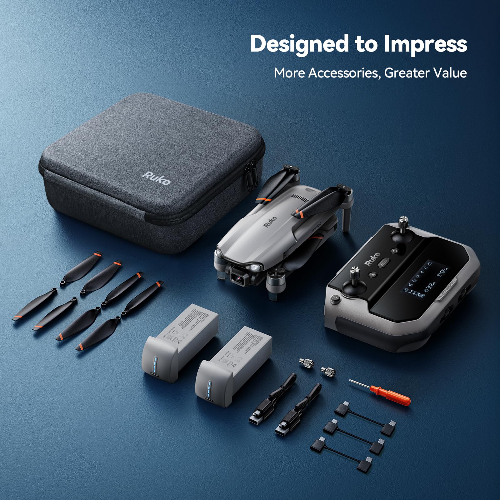 Ruko F11PRO 2 Drone with 6K Camera for Adults, 3-Axis Gimbal, 4K/30fps Video, 70-Min Flight Time with 2 Batteries, 10000ft FPV Transmission Professional Drone, Auto Return, Beginner Mode