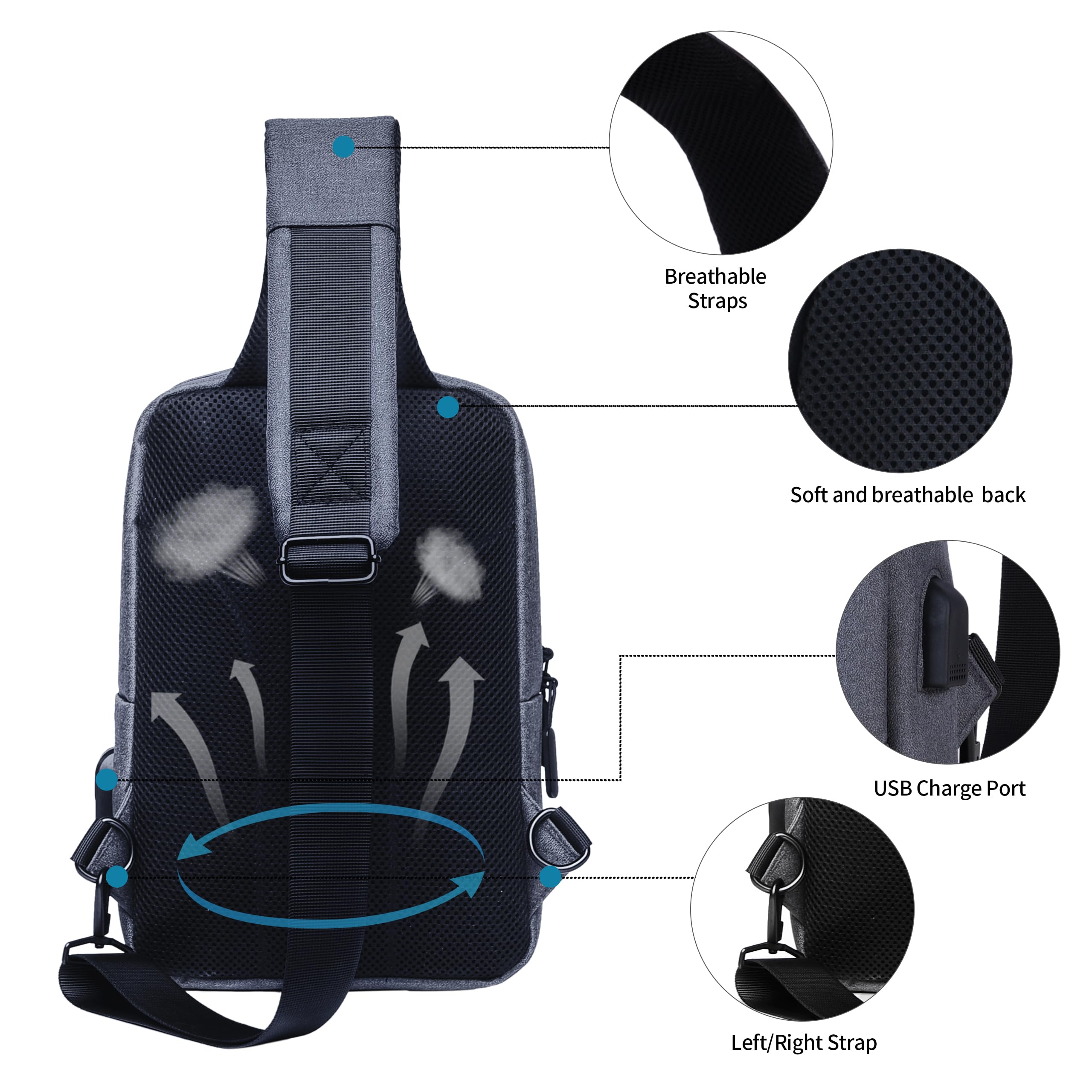 ZMEIKJ Messenger Bag for Men Women Sling Bag Crossbody Backpack Satchel Bag Daypack 9.7" iPad Bag Work Travel Hiking Casual