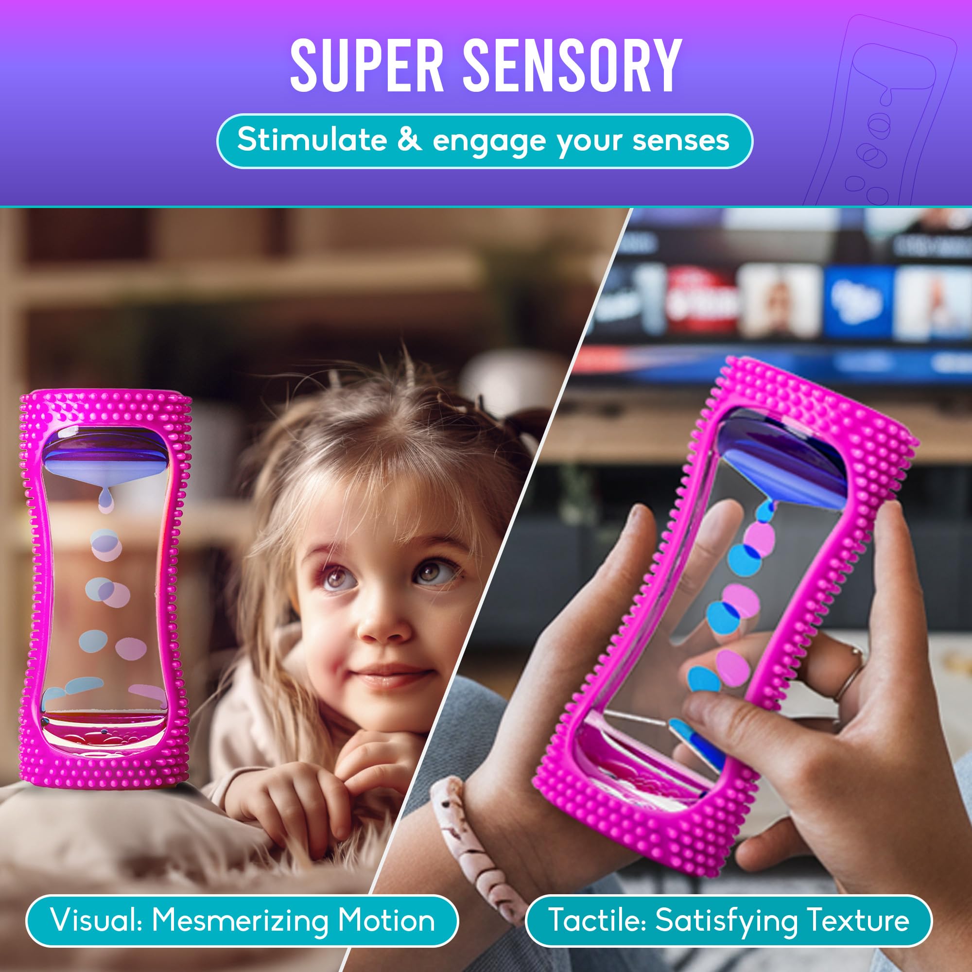 BUNMO Liquid Motion Bubbler Sensory Toys - Sensory Stocking Stuffers for Kids - Glow in The Dark and Liquid Motion Bubbler Sensory Toys - Sensory Stocking Stuffers for Kids - Purple