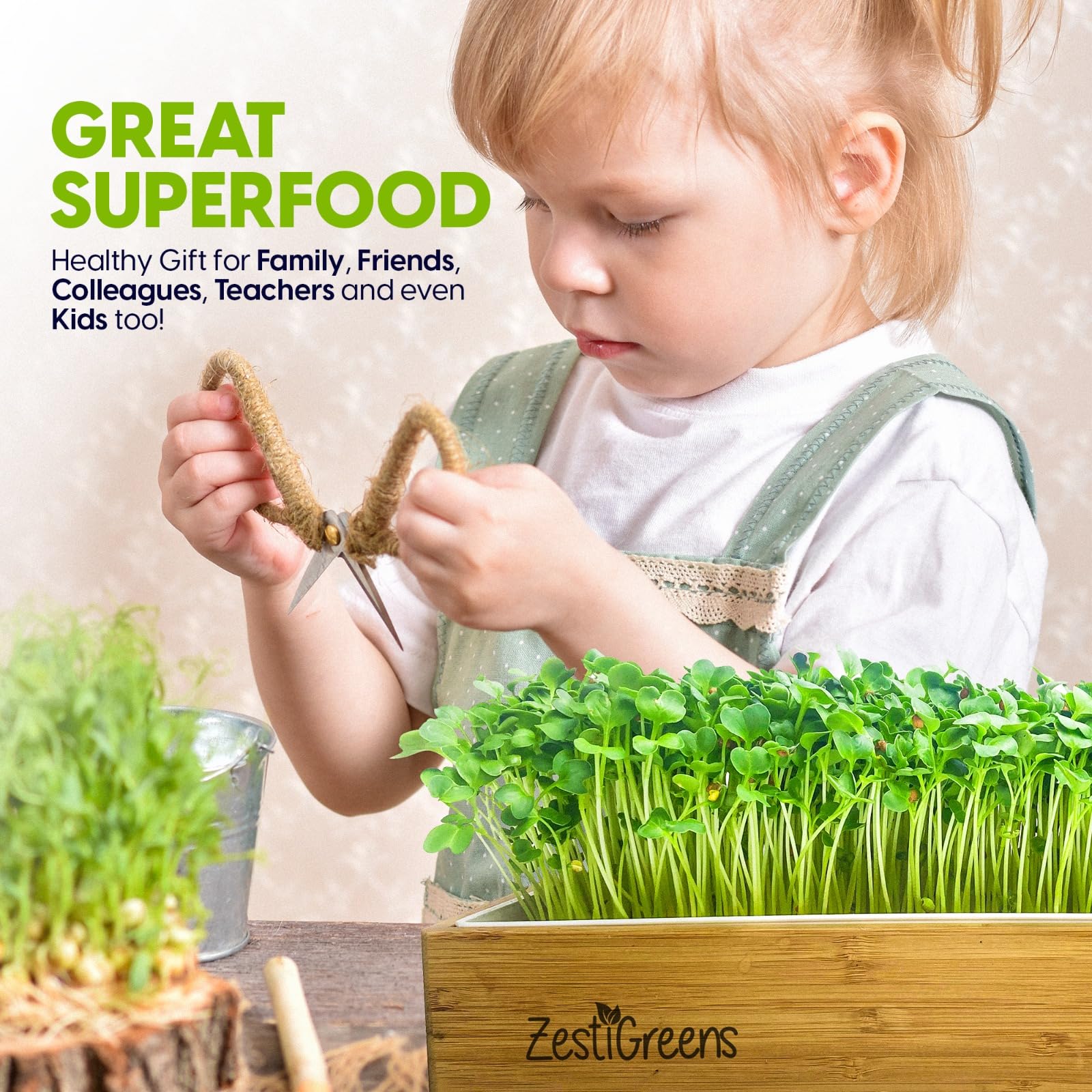 ZESTIGREENS Self Watering Microgreens Growing Kit. Hands Down The Easiest Way to Grow Microgreens. Includes Tray, Seeds, Mats, and Bamboo Surround. Great Gift for Gardeners