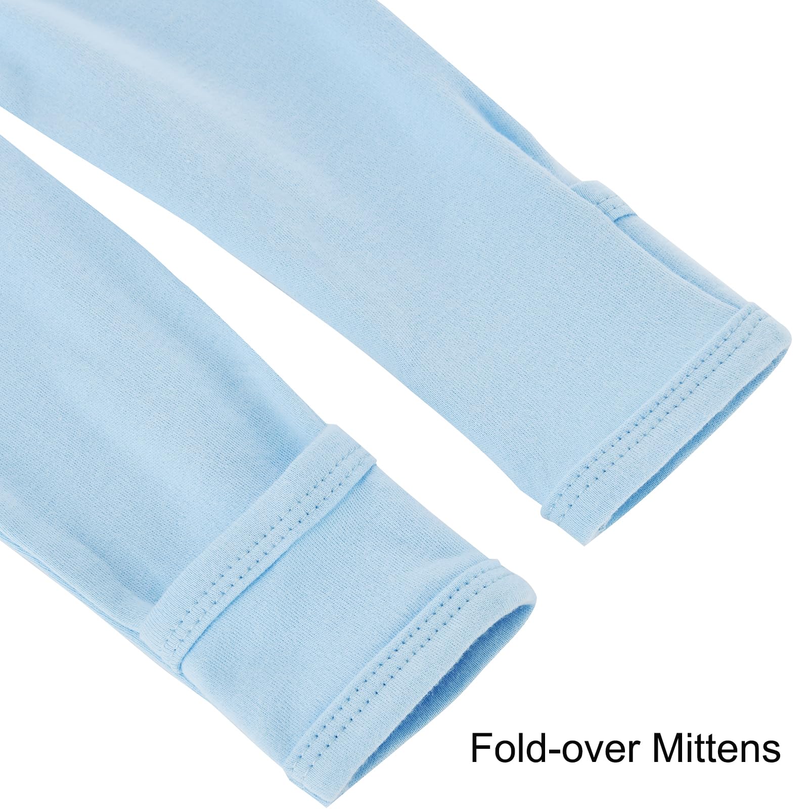 Aablexema Baby Footie Pajamas with Mittens - 3Pcs Infant Footed Sleeper Cotton Sleepwear Outfits(Blue/Grey/Stripe,12-18m)