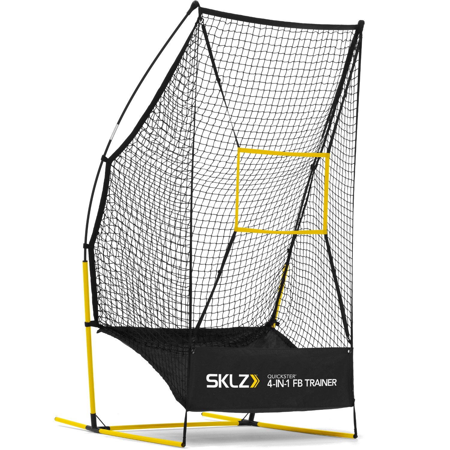 SKLZ Quickster 4-in-1 Multi-Skill Football Net for Pass, Punt, Kick and Snap Training,Black/yellow
