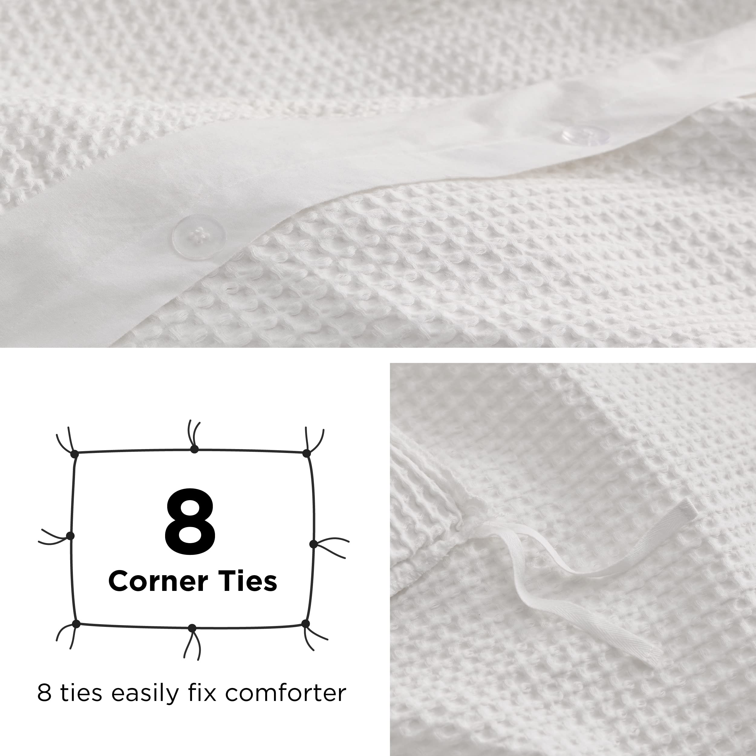 Bedsure Cotton Duvet Cover Twin - 100% Cotton Waffle Weave Coconut White Duvet Cover Twin Size, Soft and Breathable Twin Duvet Cover Set for Gifts (Twin, 68"x90")