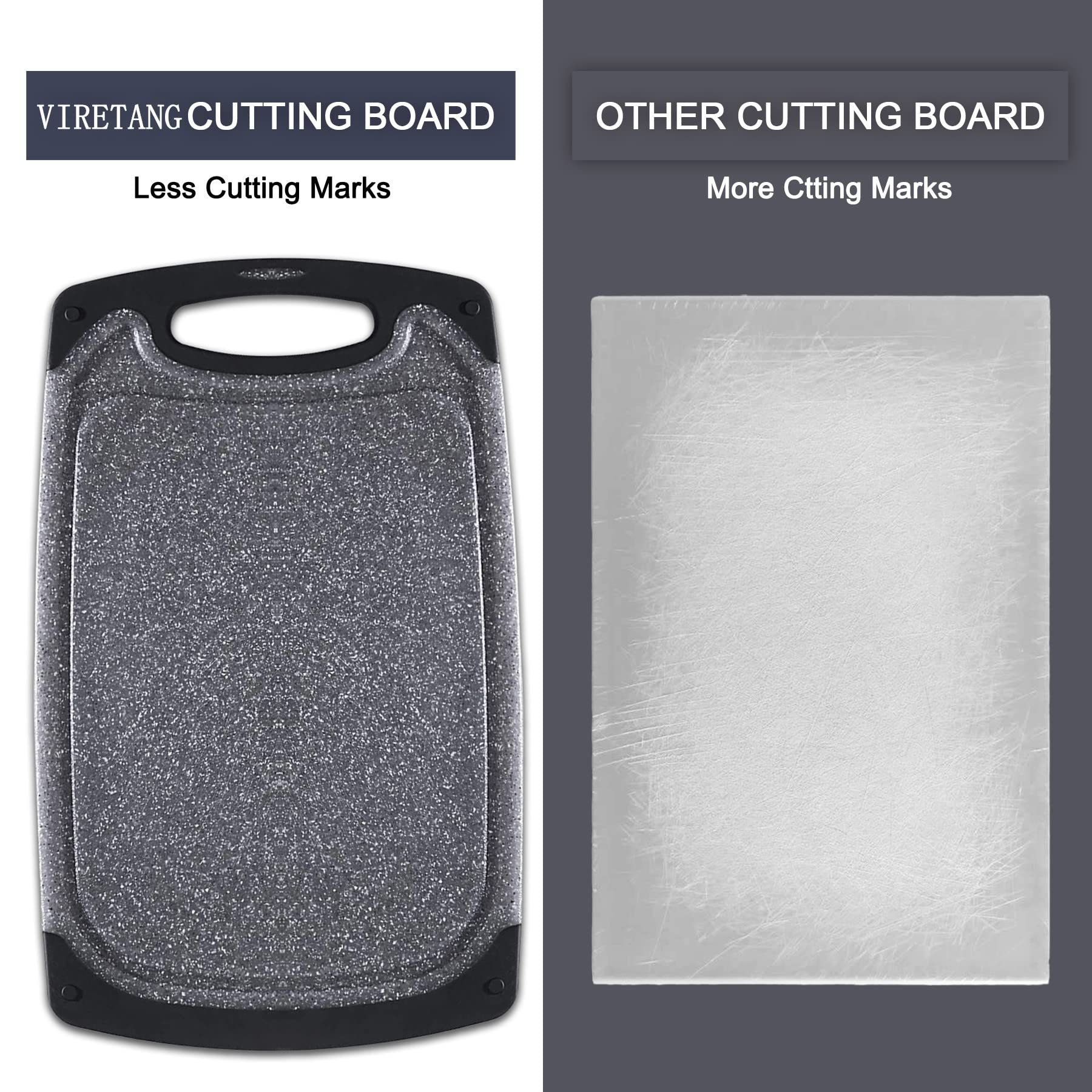Cutting Boards for Kitchen, Large-Small Cutting Board Set of 3, Dishwasher Safe, Juice Groove, Easy Grip Handle, Non-Slip Rubber Cutting Board
