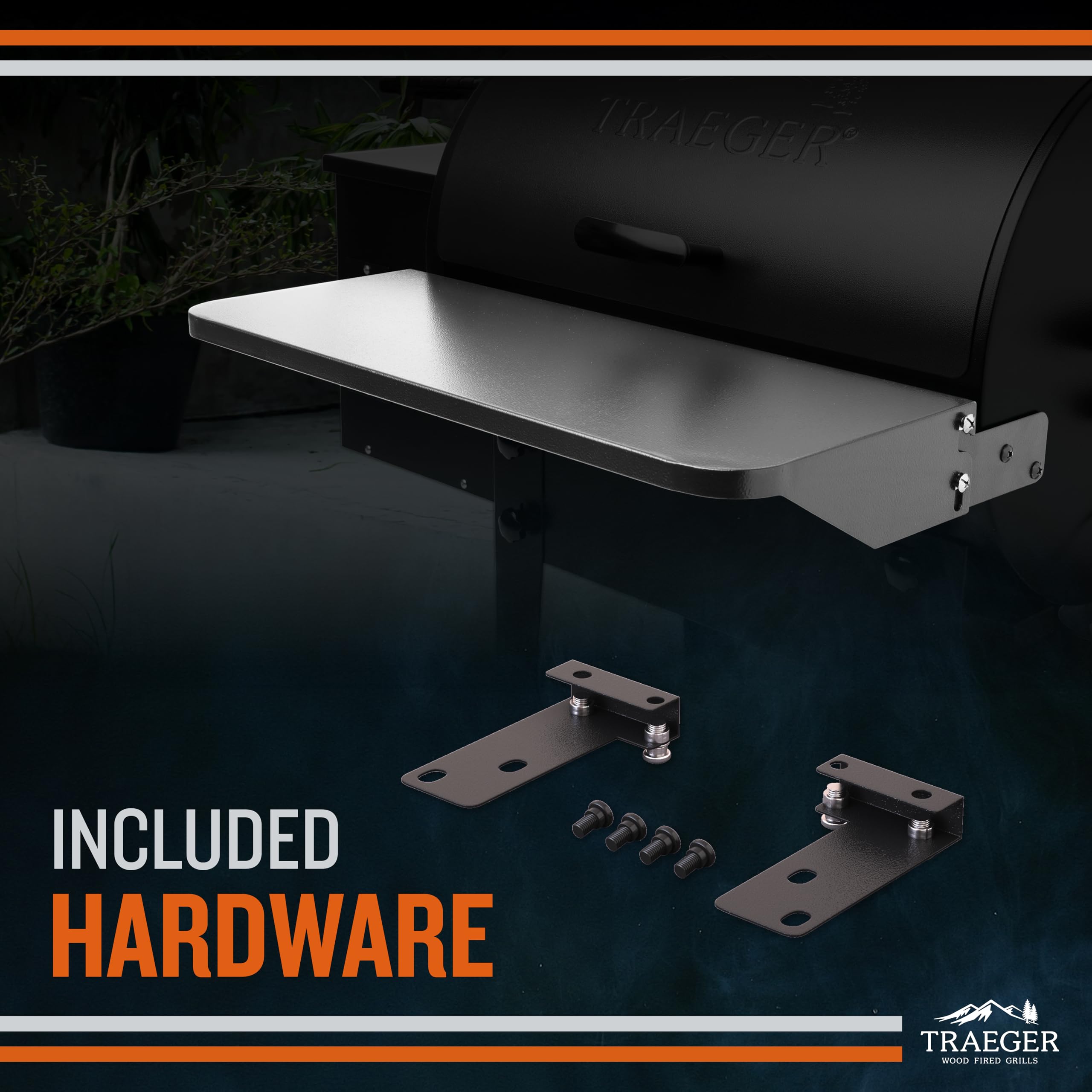 Traeger Grills BAC362 Folding Front Shelf – Steel Grill Accessory for Pro 22, Pro 575, and Ironwood 650, Ideal for Food Prep and Storage