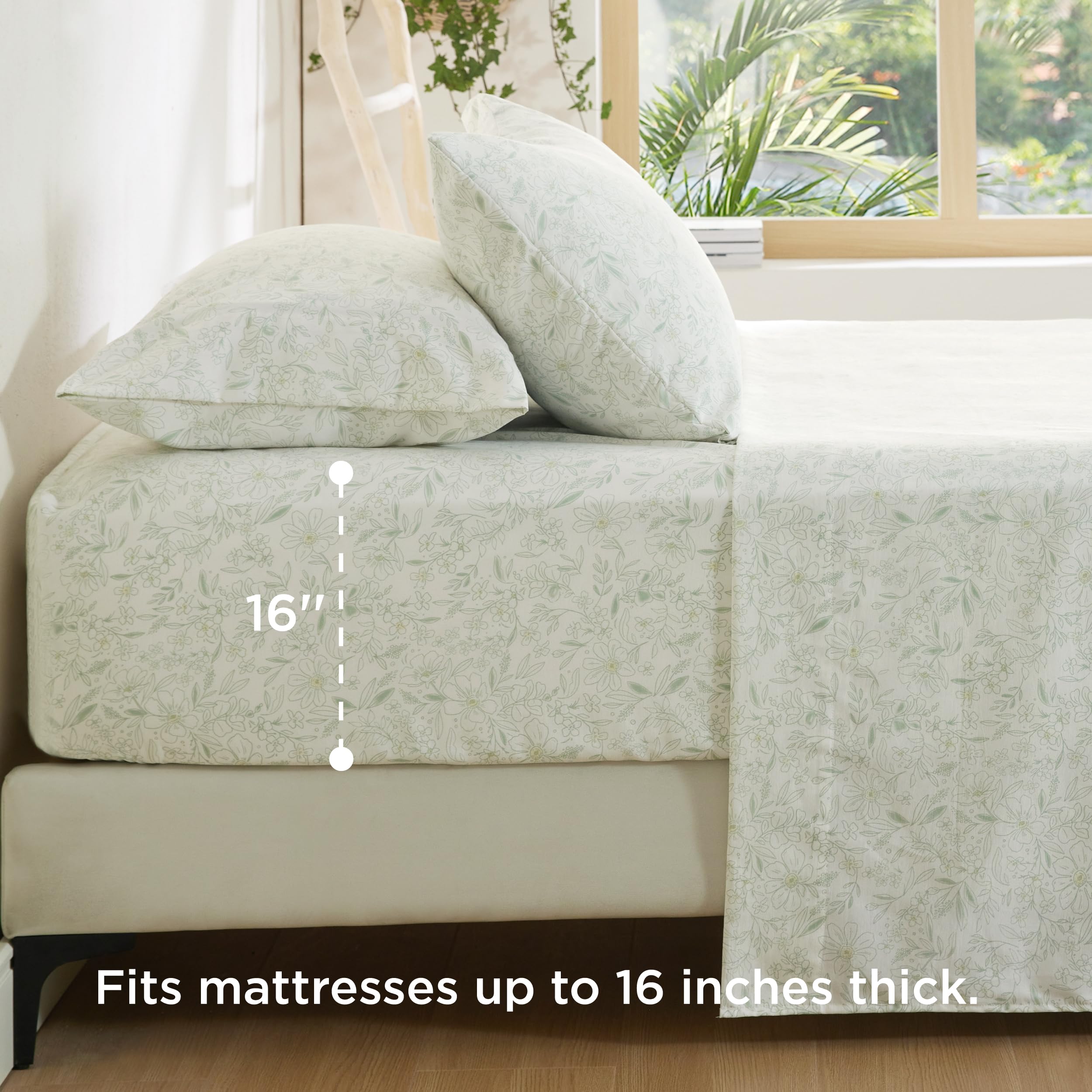 Bedsure Floral Queen Size Sheets - Extra Soft Comfy Flowers Printed Bed Sheets Set, Smooth Breathable Hotel Cute Bedding Sheets, Easy Care Bed Set