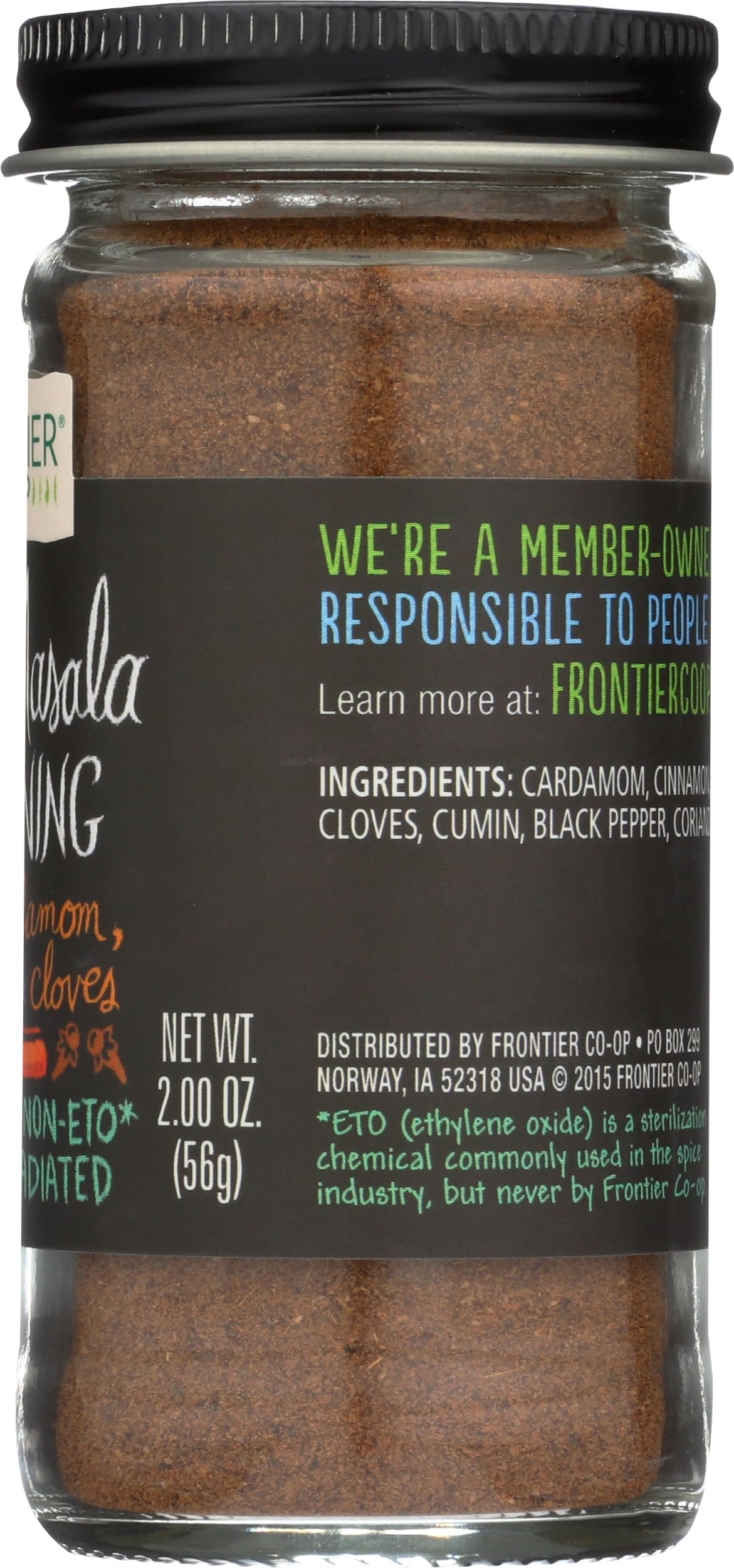 Frontier Co-op Garam Masala, 2-Ounce Jar, With Cardamom, Cinnamon & Cloves, Kosher, Non GMO, Non ETO