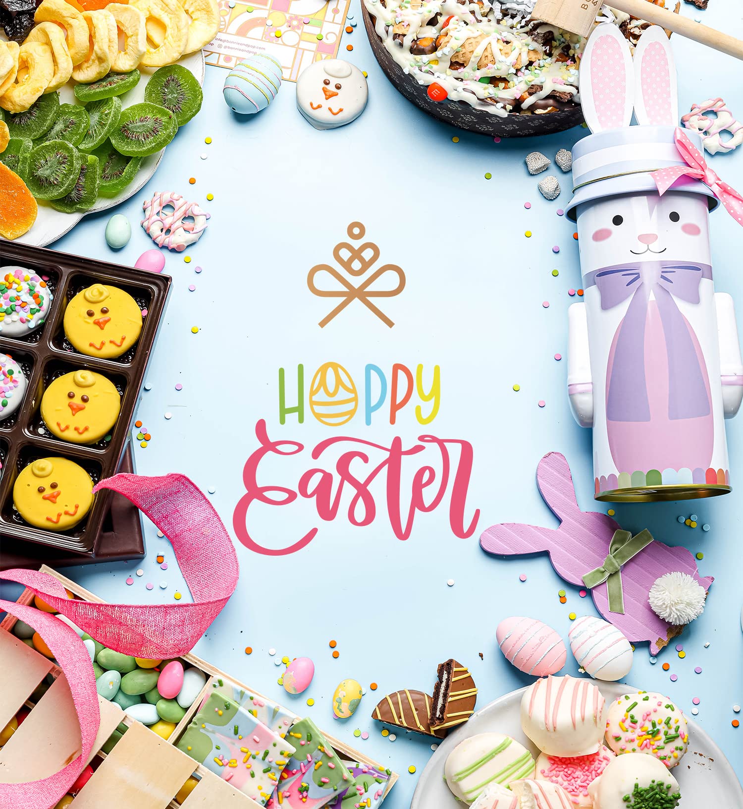 Easter Gift Baskets, Cookie Snack Variety Holiday Gifts, Spring Chocolate Gift Assortment, Unique Food Treats for Family Holiday Ideas, Bonnie & Pop