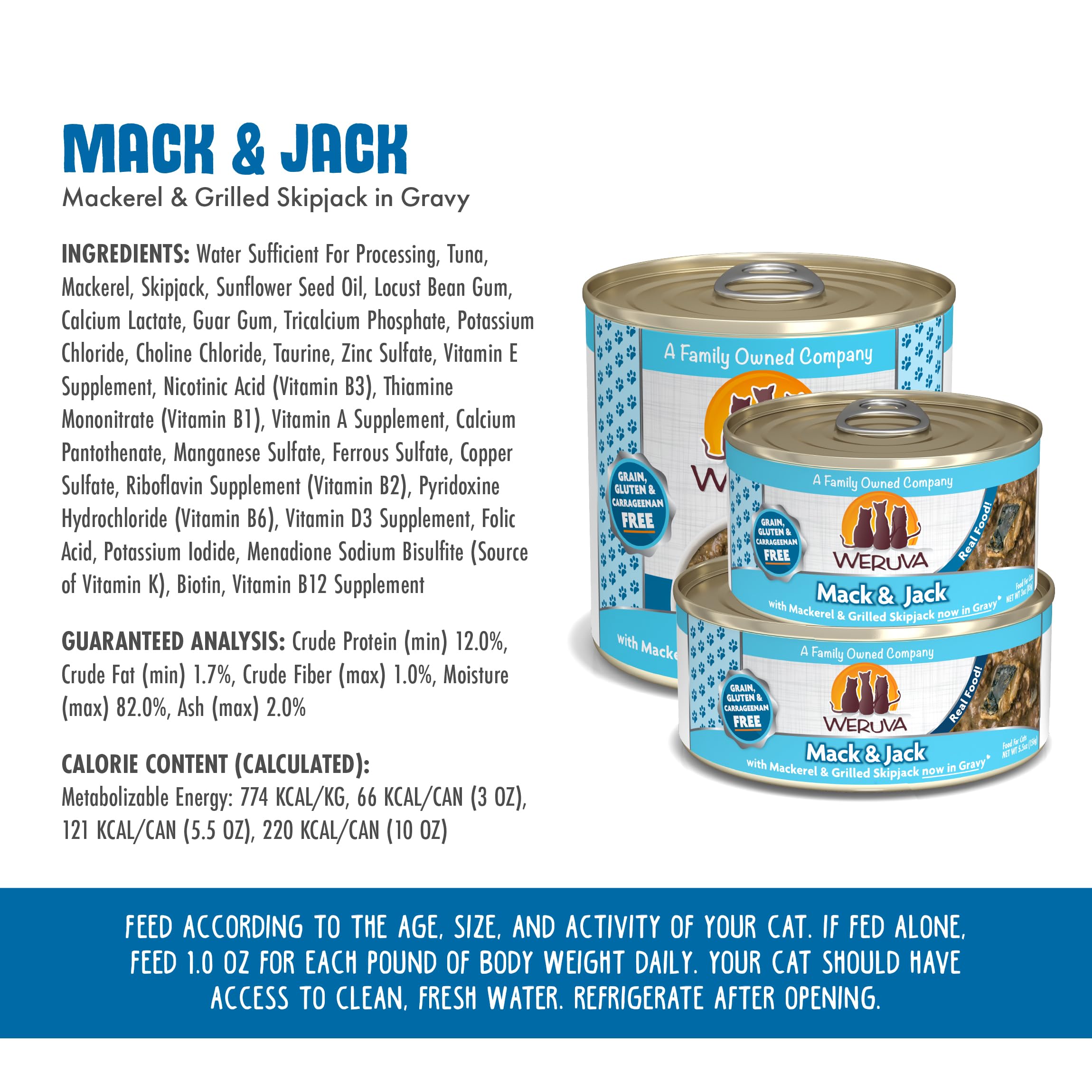 Weruva Classic Cat Food, Mack & Jack with Mackerel & Grilled Skipjack, 5.5oz Can (Pack of 24)