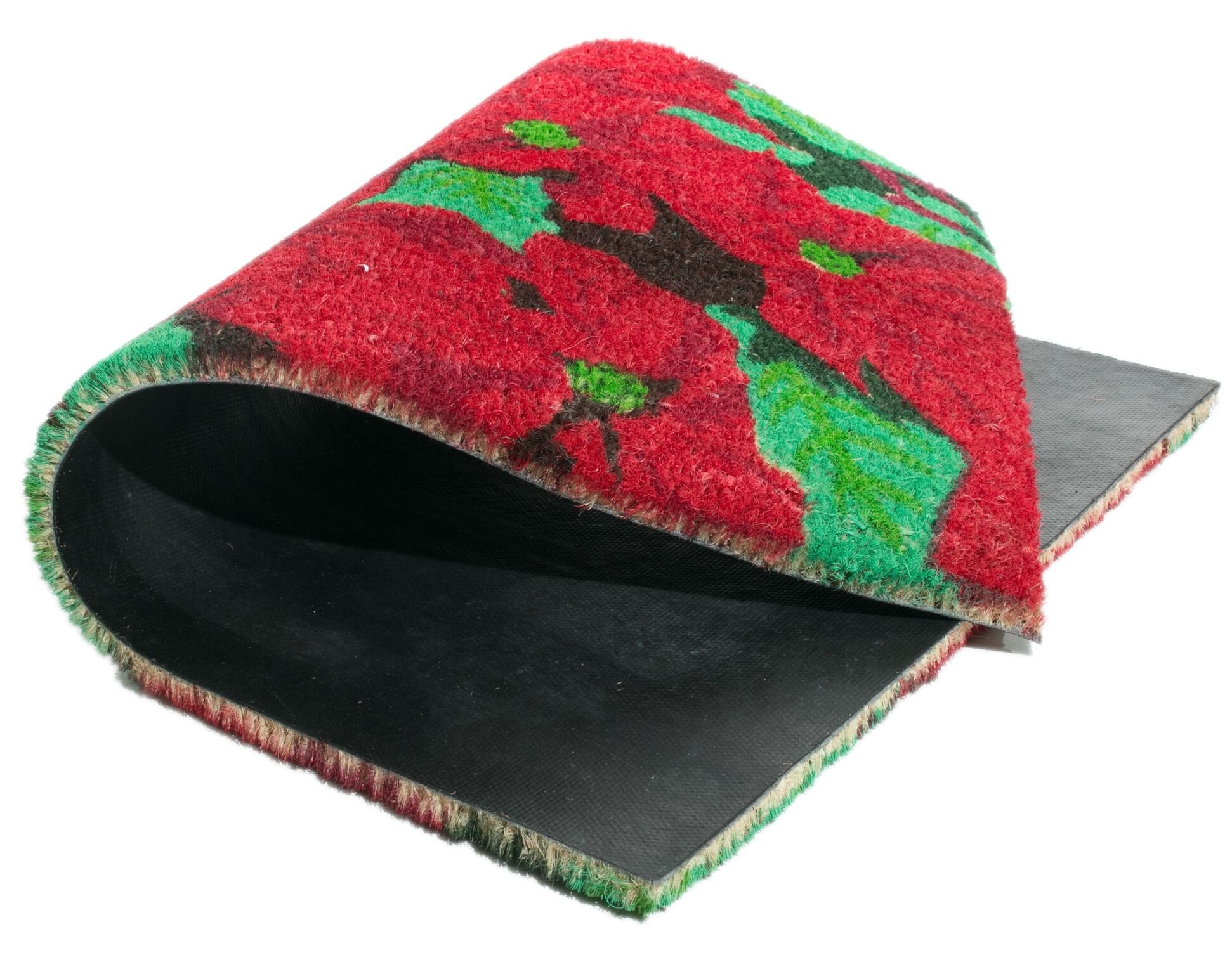 Imports Décor Poinsettia Vinyl Backed Coir Doormat, 30 by 18 by 1/2-Inch