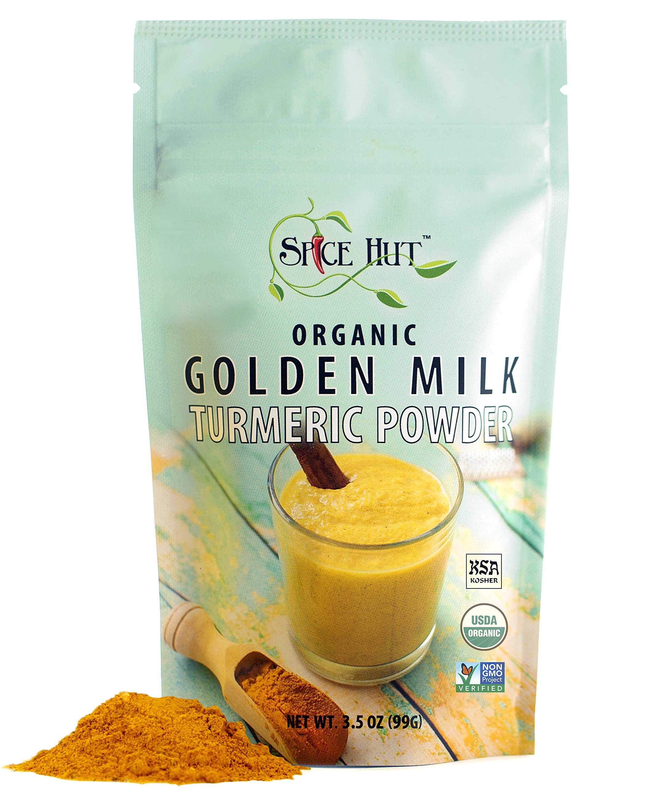 Organic Golden Milk Turmeric Powder with Ginger - All Natural, No Added Sugar, Great for Golden Milk Lattes, 3.5 oz, The Spice Hut