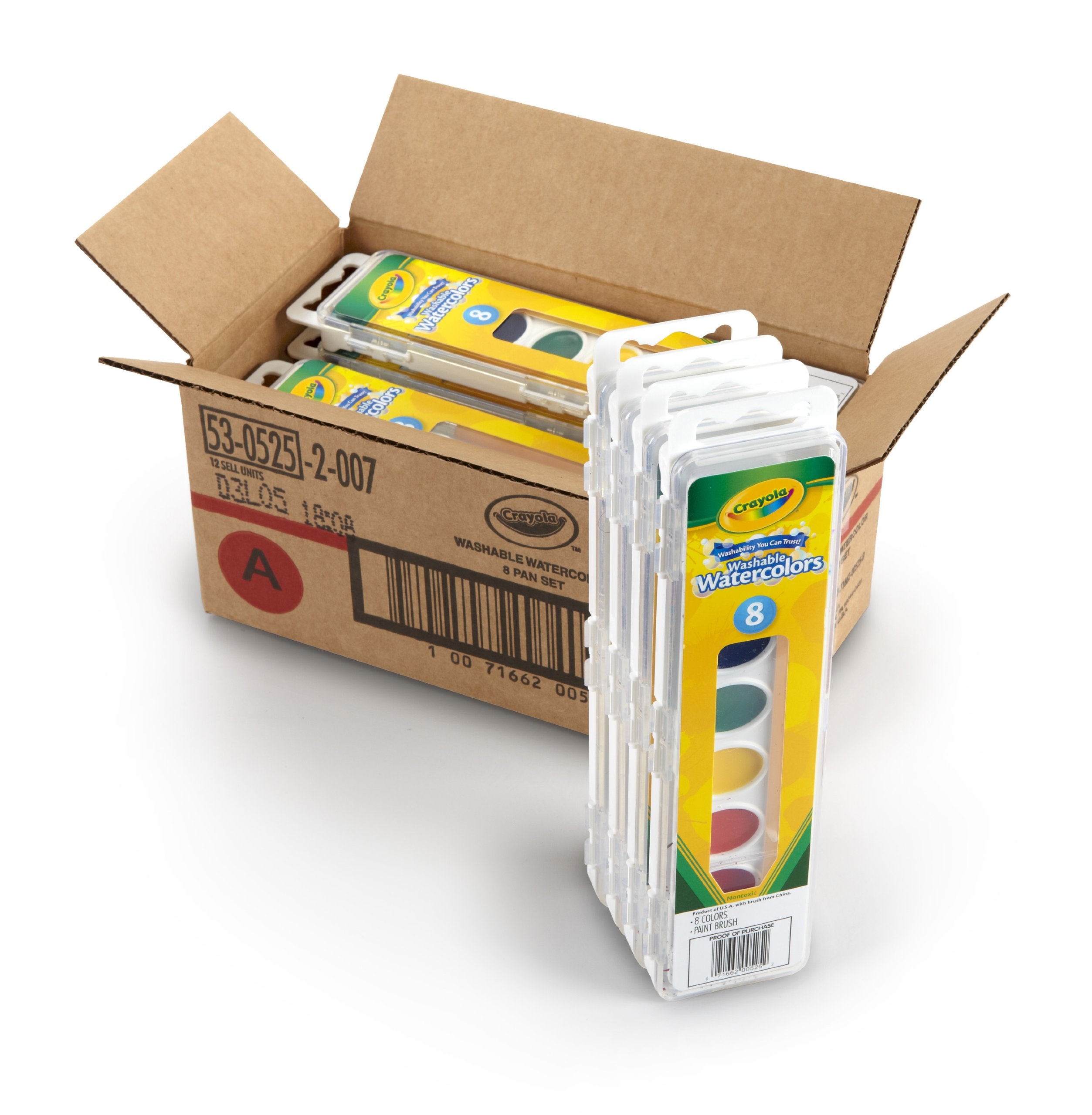 Crayola 8 Pan Set Washable Watercolors,12 Pack, Kids Indoor Activities At Home