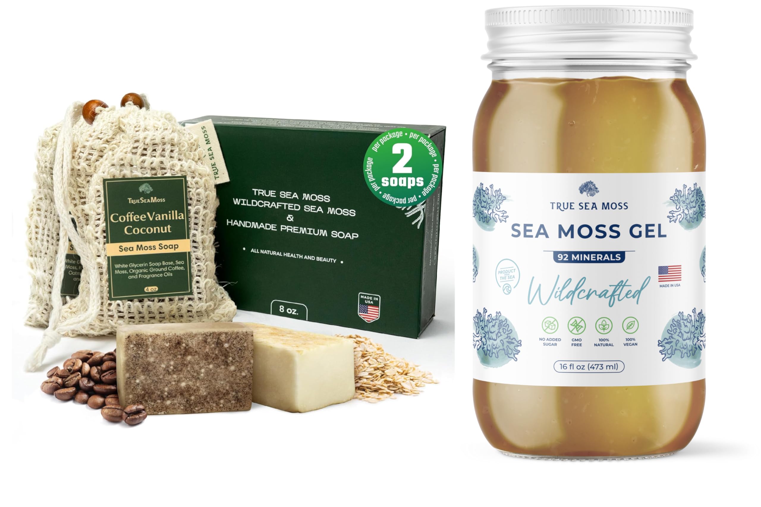 Sea Moss Soap Coffee Vanilla Coconut & Oatmeal Honey & Wildcrafted Sea Moss Gel