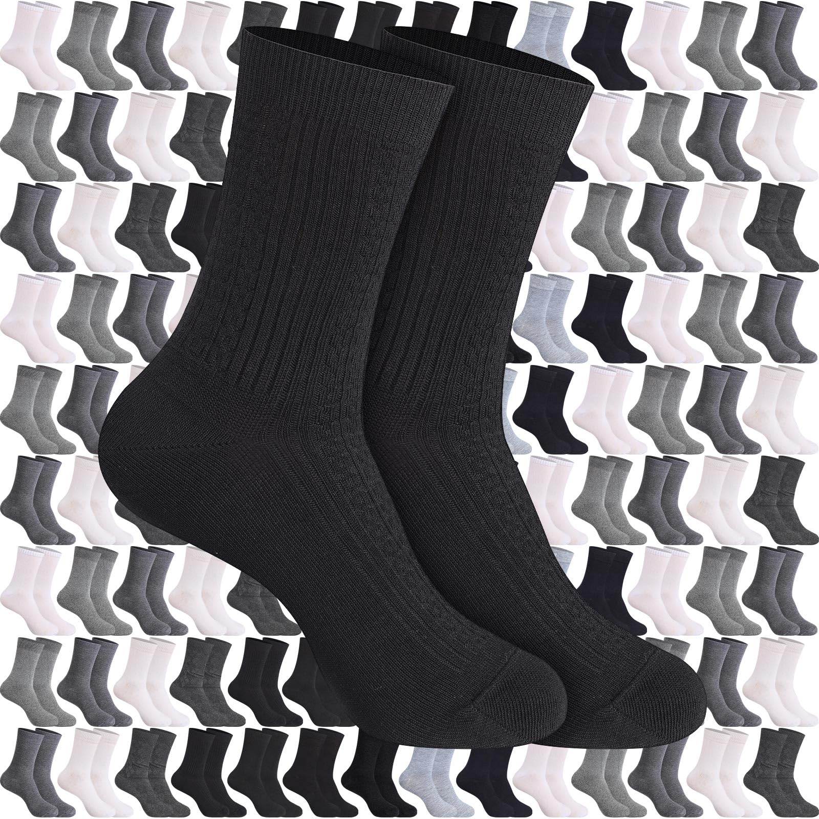 Croloose 120 Pairs Mens Socks Bulk for Homeless Donation Moisture Wicking Socks Athletic Casual Winter Socks in Bulk for Unisex Adult Homeless