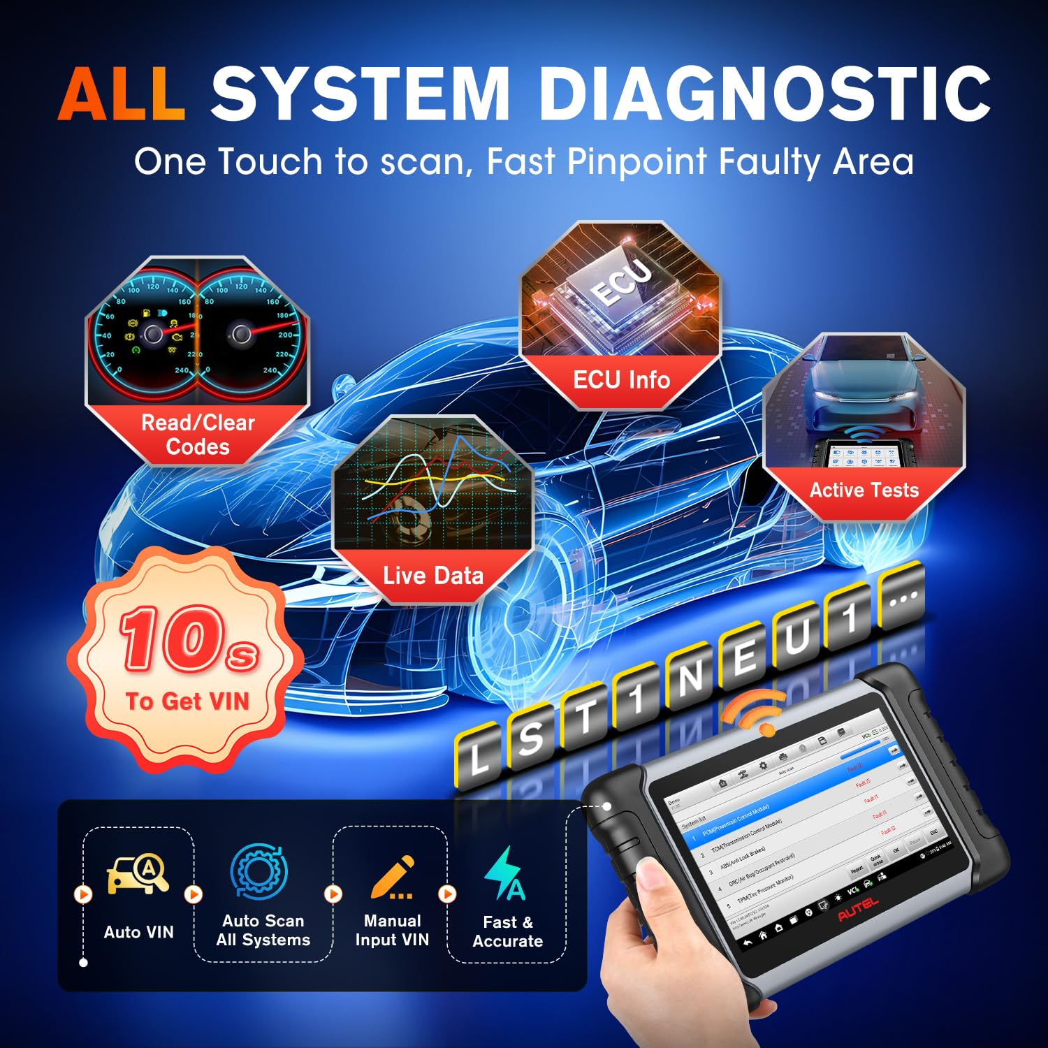 Autel MaxiCOM MK808BT PRO: 2025 Bidirectional Tool Up of MK900/ MX900/ MK808S/ MK808BT/ MaxiCheck MX808S/ MK808Z, 3K+ Active Tests as MK900BT, OE Full Sys, 28+ Services, OS 11, FCA SGW, Support BT506