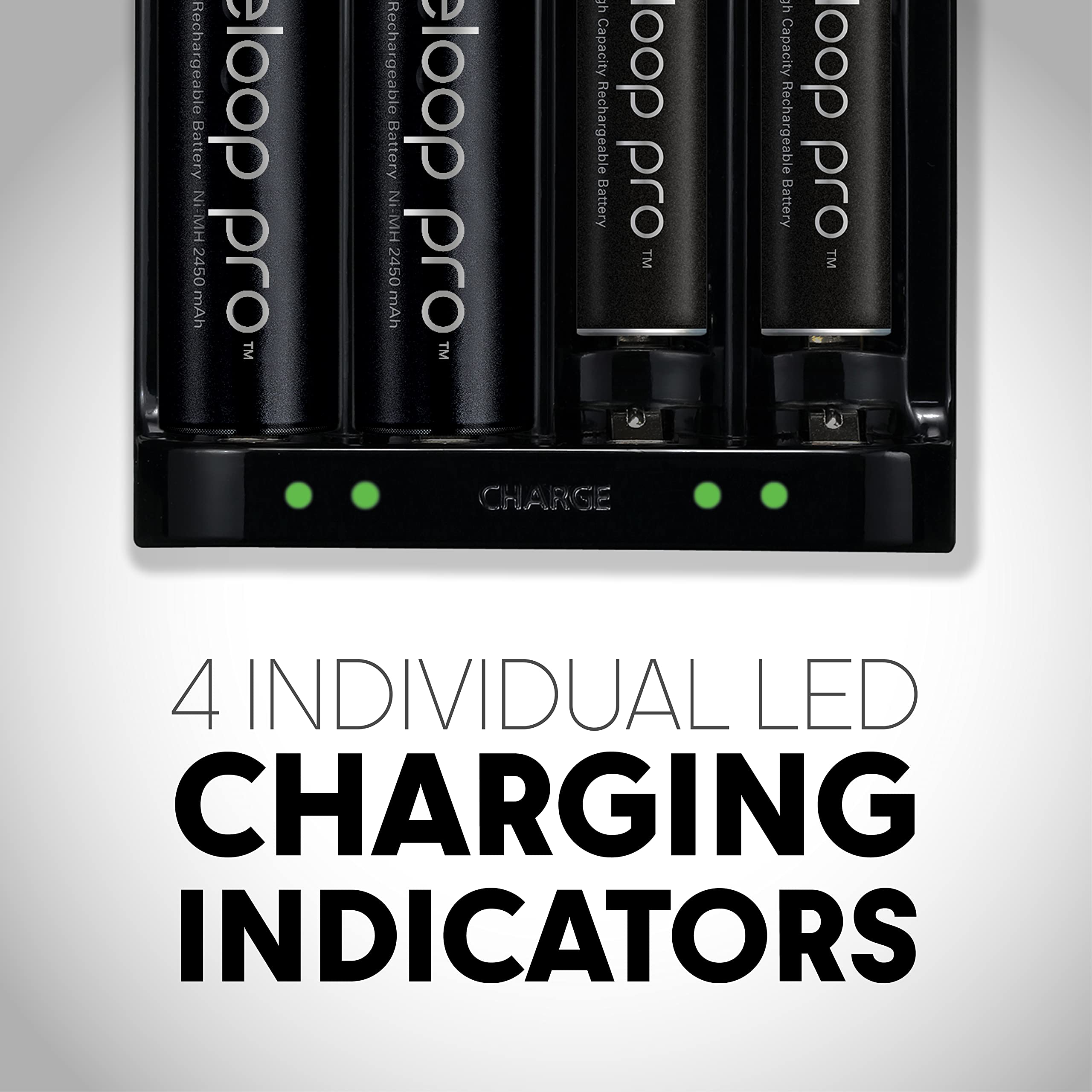 Panasonic BQ-CC17KSBA eneloop Advanced Individual Battery Charger with 4 LED Charge Indicator Lights, Black