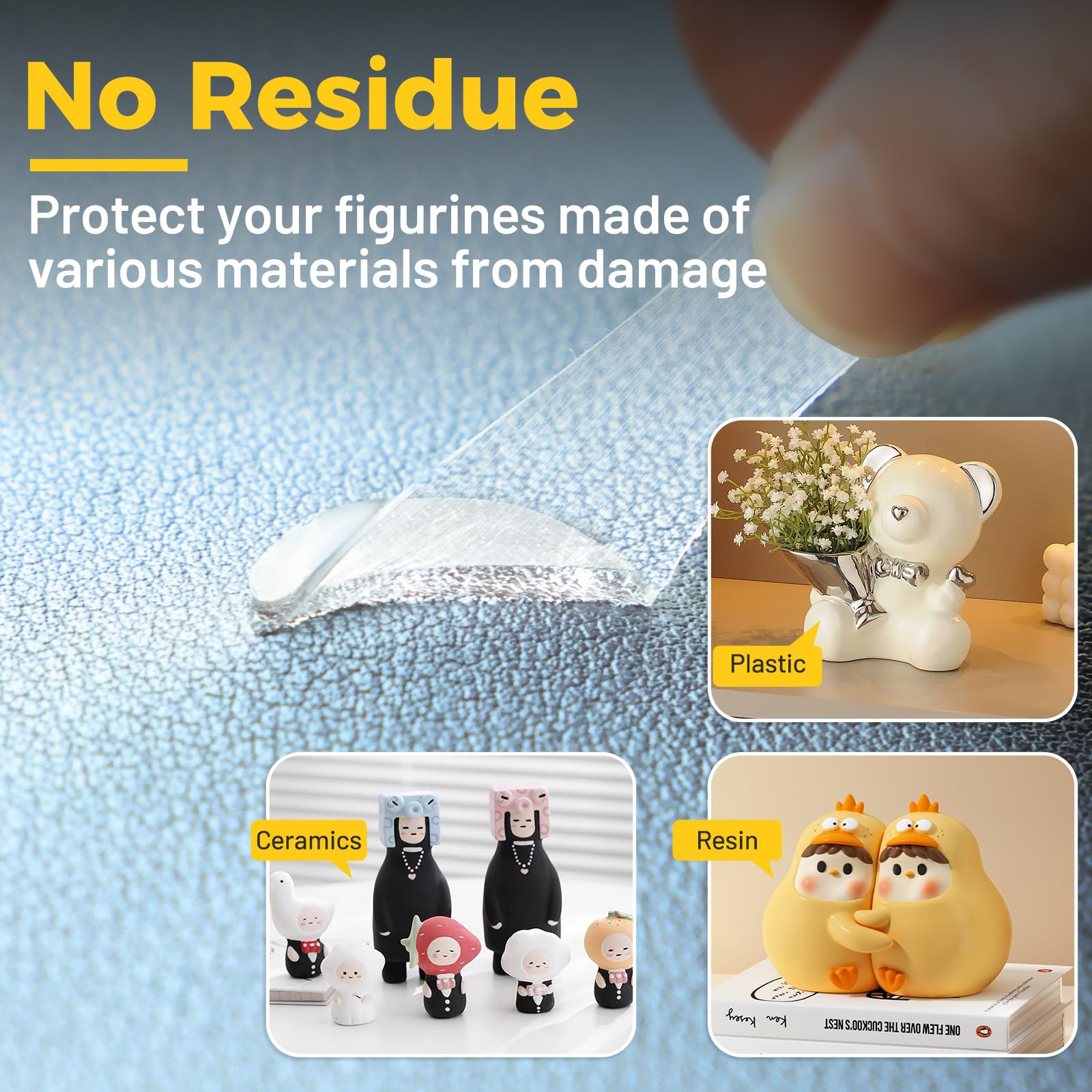 PHIXBEAR 130 Pcs Blind Boxes Easy to Peel Clear Removable Sticky Adhesive Mounting Putty, Waterproof No Traces Adhesive Sticke for Figurines, Handicrafts, Festival Decorations, Posters 1.18" & 0.8"