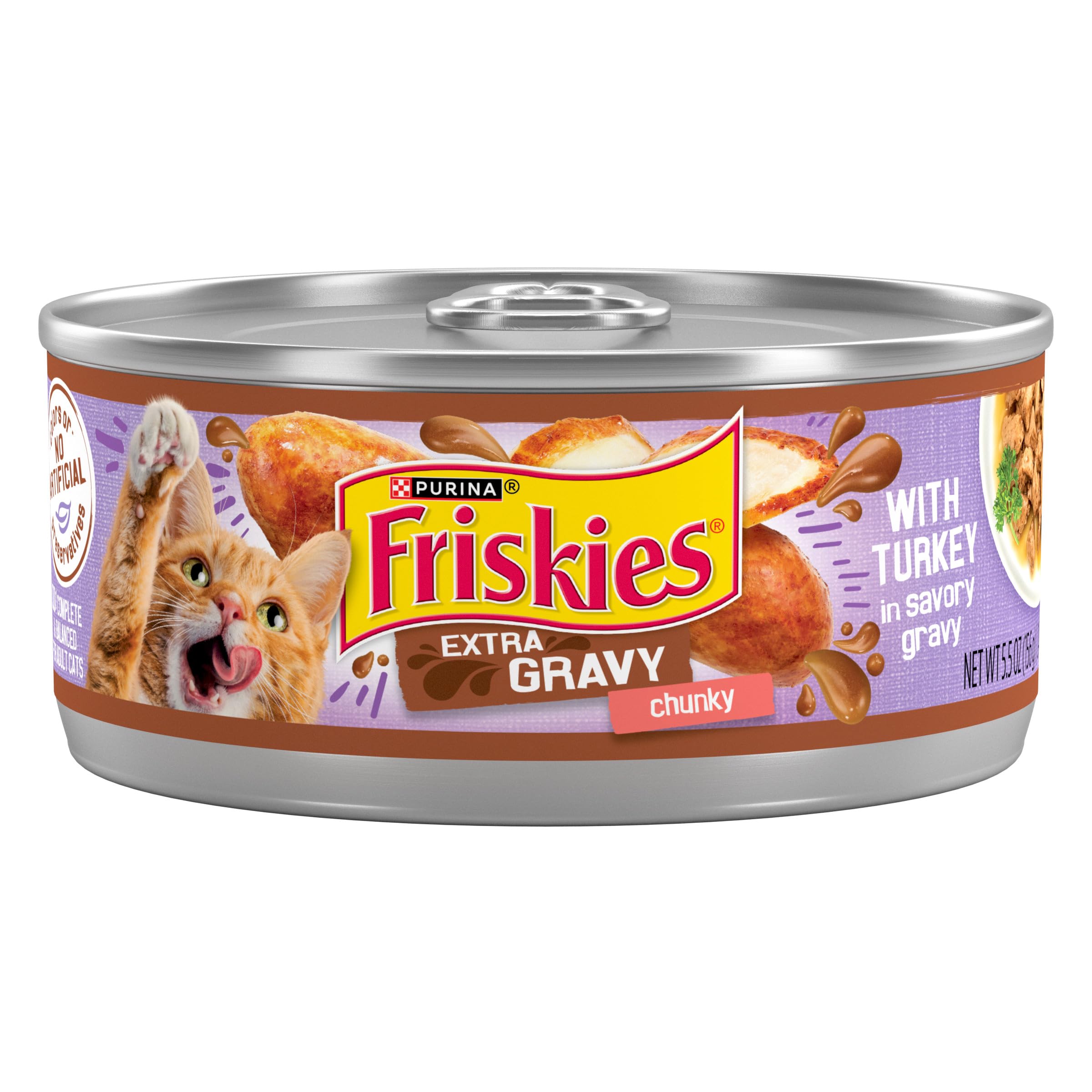 Purina Friskies Extra Gravy Wet Cat Food Chunky With Turkey in Savory Gravy - (Pack of 24) 5.5 oz. Cans