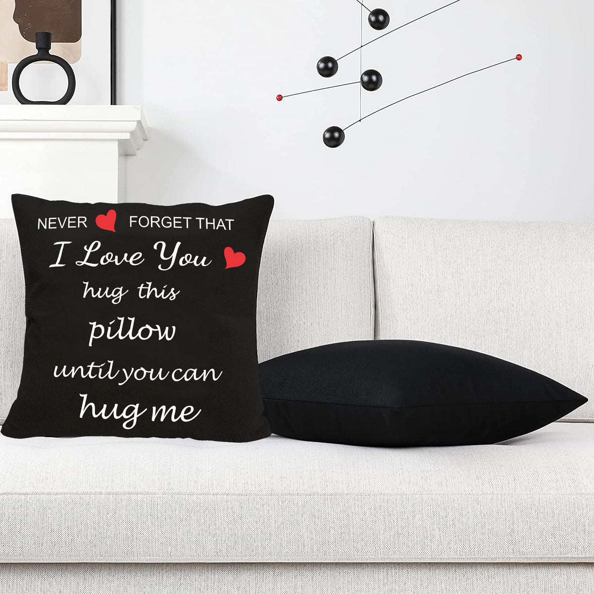 Gifts for Girlfriend, Two Sided Printing Lover Pillow Cover + Couple Keychain, Valentine's Day Birthday Gifts for Girlfriend, Long Distance Relationship Gift, Velvet Decorative Pillowcase 18"x 18"