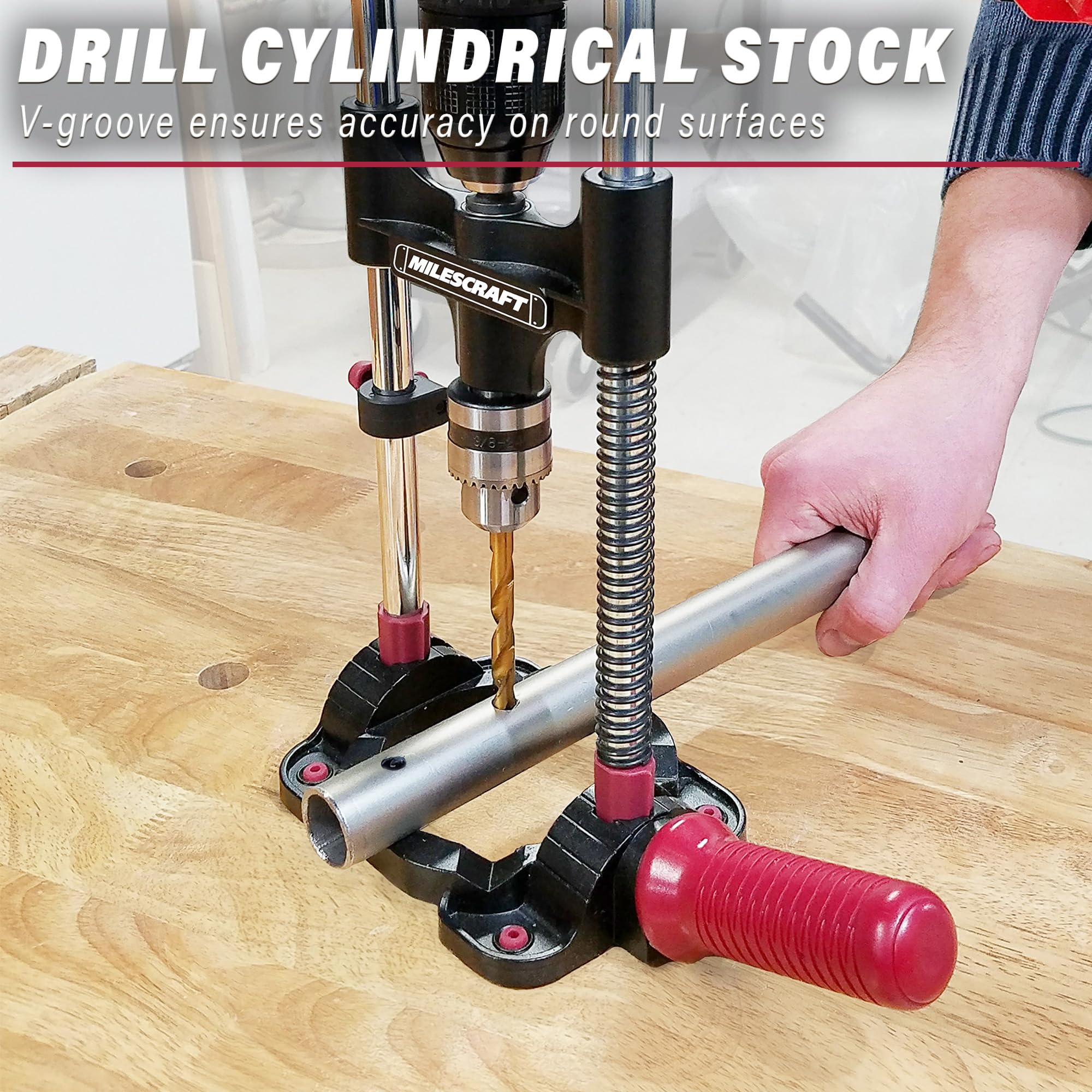 Milescraft 1318 DrillMate Portable Drillling Guide – Precision Drilling Jig Attachment for Drilling Angled or Straight Holes, Adjustable Drill Guide Attachment, Portable Drill Press with 3/8” Chuck