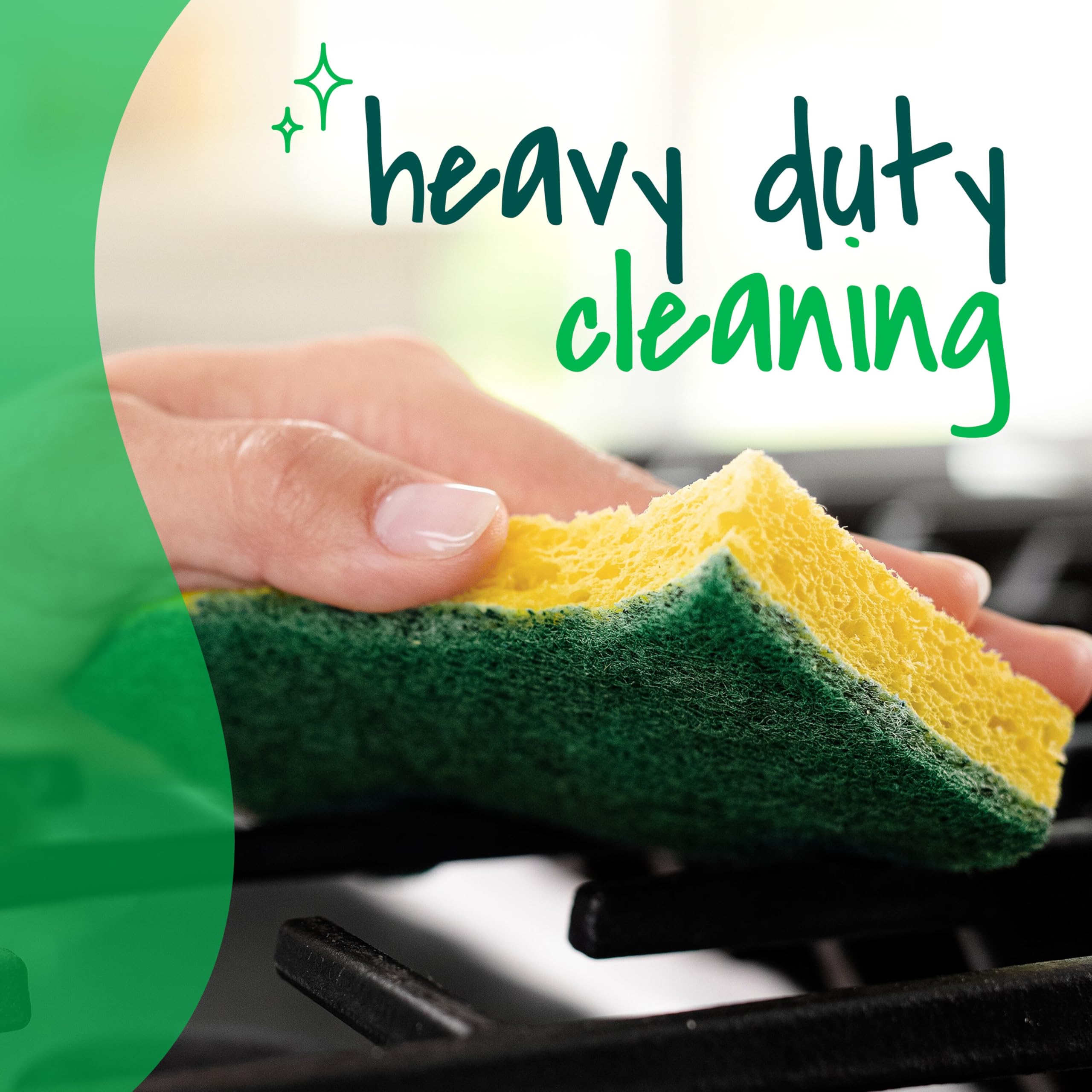 Scotch-Brite Heavy Duty Scrub Sponge, 12 Kitchen Sponges, Designed for Tough Messes in the Kitchen, Lasts 3X Longer*, Best for Cast Iron Skillets, Outdoor Grills, Flexible, Durable & Strong