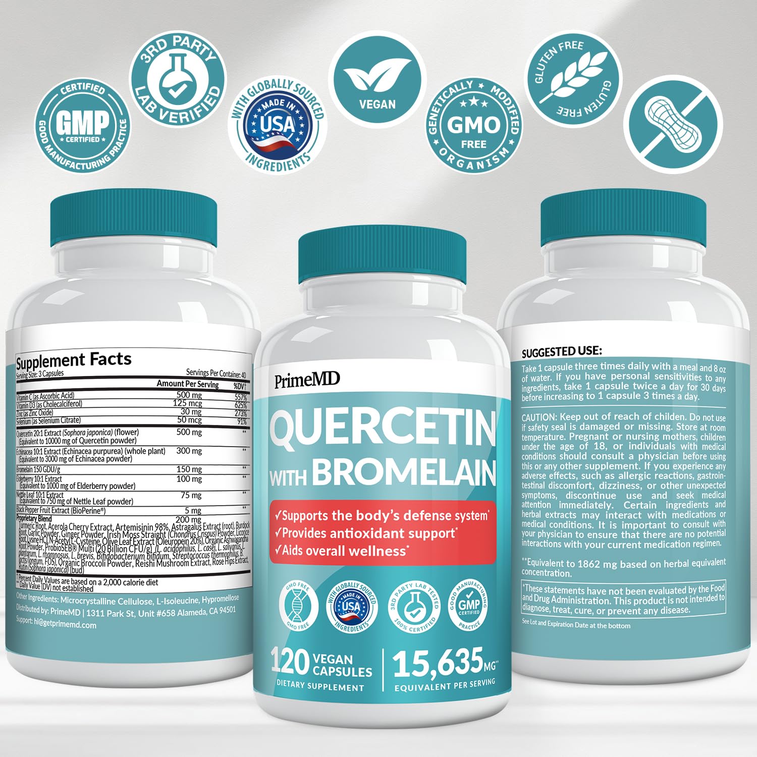 28-in-1 Quercetin with Bromelain Supplement for Daily Immune Defense Support - Quercetin with Vitamin C and Zinc for Adults Enriched with Vitamin D and Elderberry (120ct)