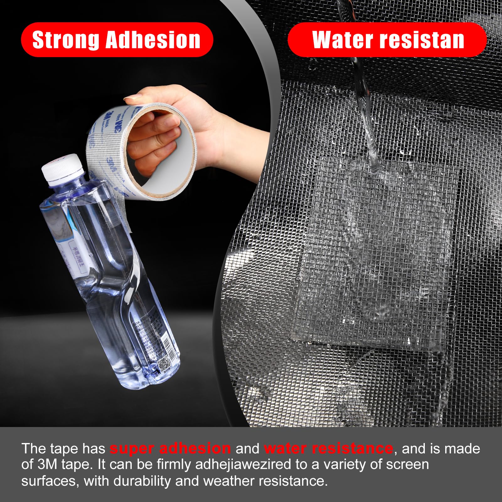 PHIXBEAR Super Strong Adhesion Screen Repair Tape Replacement Kit, Made of 3M, Screen Tape Mesh Repair for Window Screen and Screen Door Tears Holes, Grey 1.97In X 6.57Ft