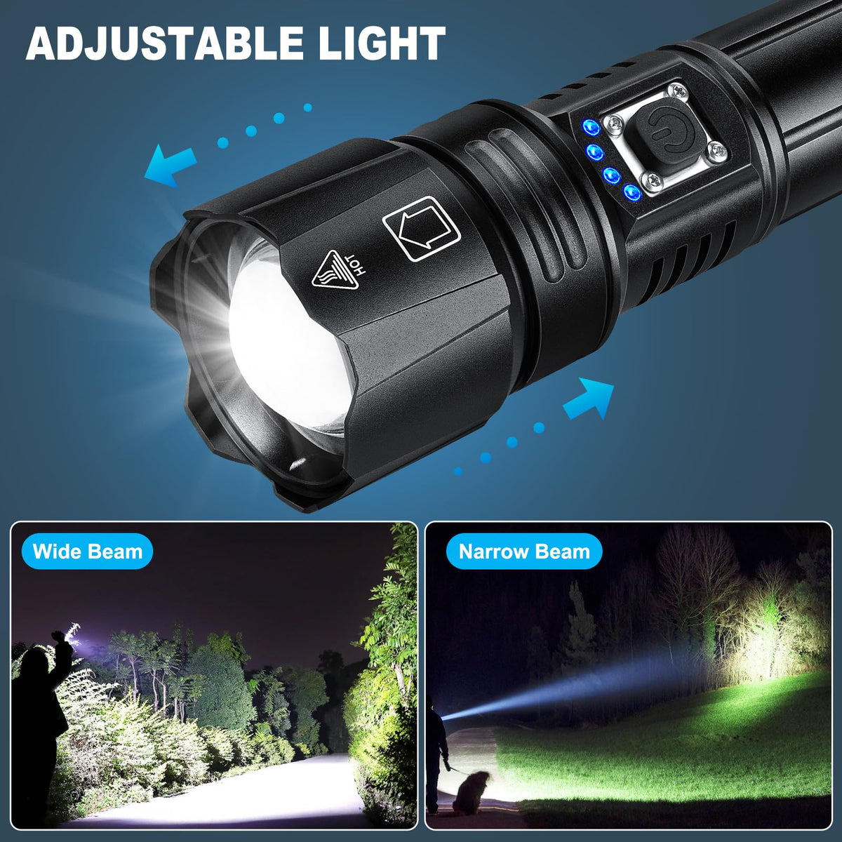 Flashlights High Lumens Rechargeable, 990000 Lumen Super Bright Flashlight 2 Pack, High Powered LED Flash Light with 5 Modes, IPX6 Waterproof Handheld Flashlights for Home Camping Gift