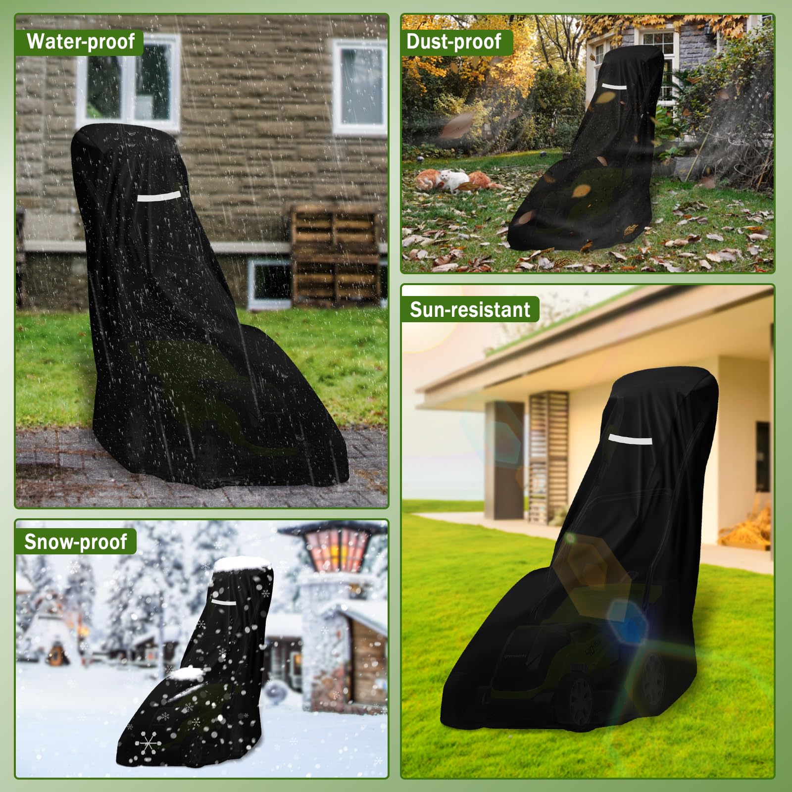 Outdoors Lawn Mower Cover-Heavy Duty 420d Polyester Oxford Waterproof,Uv Protection Universal Fit Lawnmower With Drawstring & Cover Storage Bag,Lawnmower Covers For Dust,Wind,Snow,Outdoor