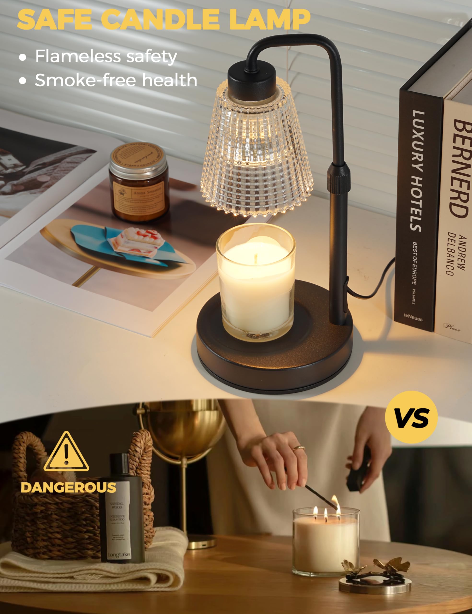 GODONLIF Candle Warmer Lamp with Timer Dimmable, Birthday Gifts for Women Mom, House Warming Gifts New Home Decor, Wax Melt Warmer for Jar Candles with 2 Bulbs