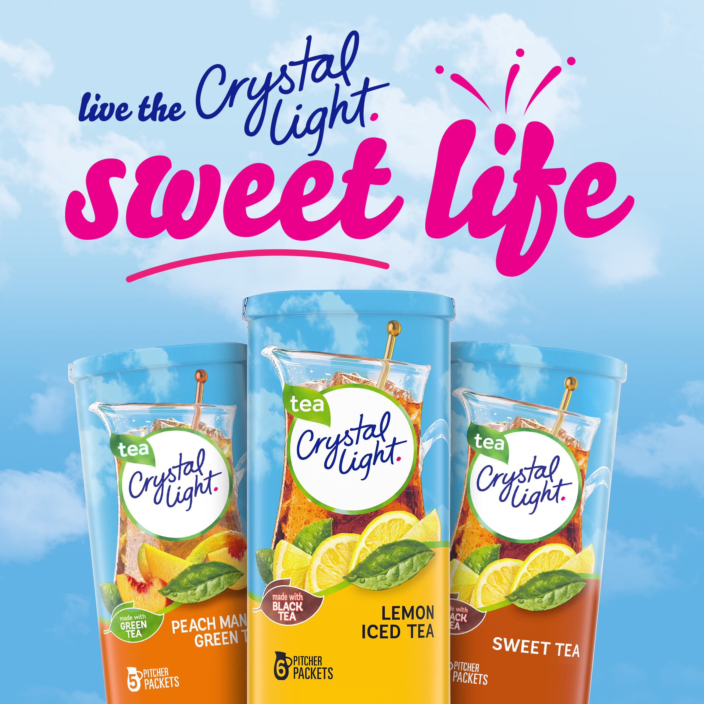 Crystal Light Sugar-Free Lemon Iced Tea Naturally Flavored Powdered Drink Mix, 6 Count (Pack of 12)